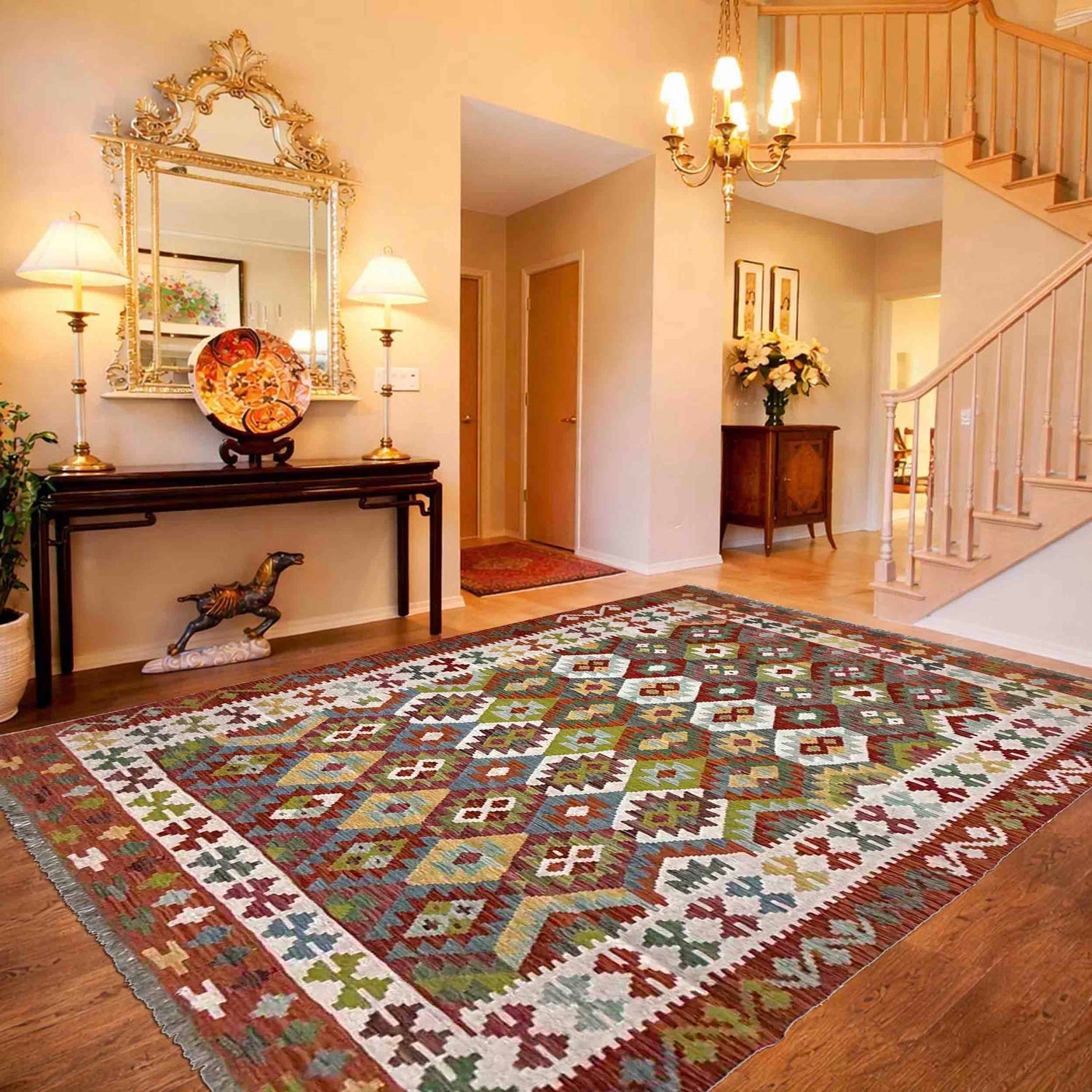 Handmade Multi Kilim Geometric 7x10 ft