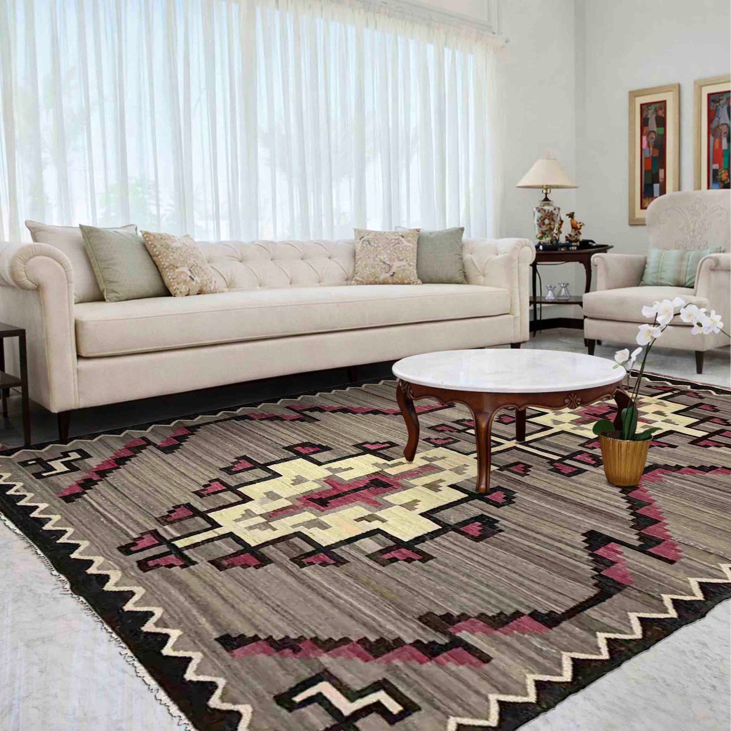 Handmade Multi Kilim Geometric 6x9 ft