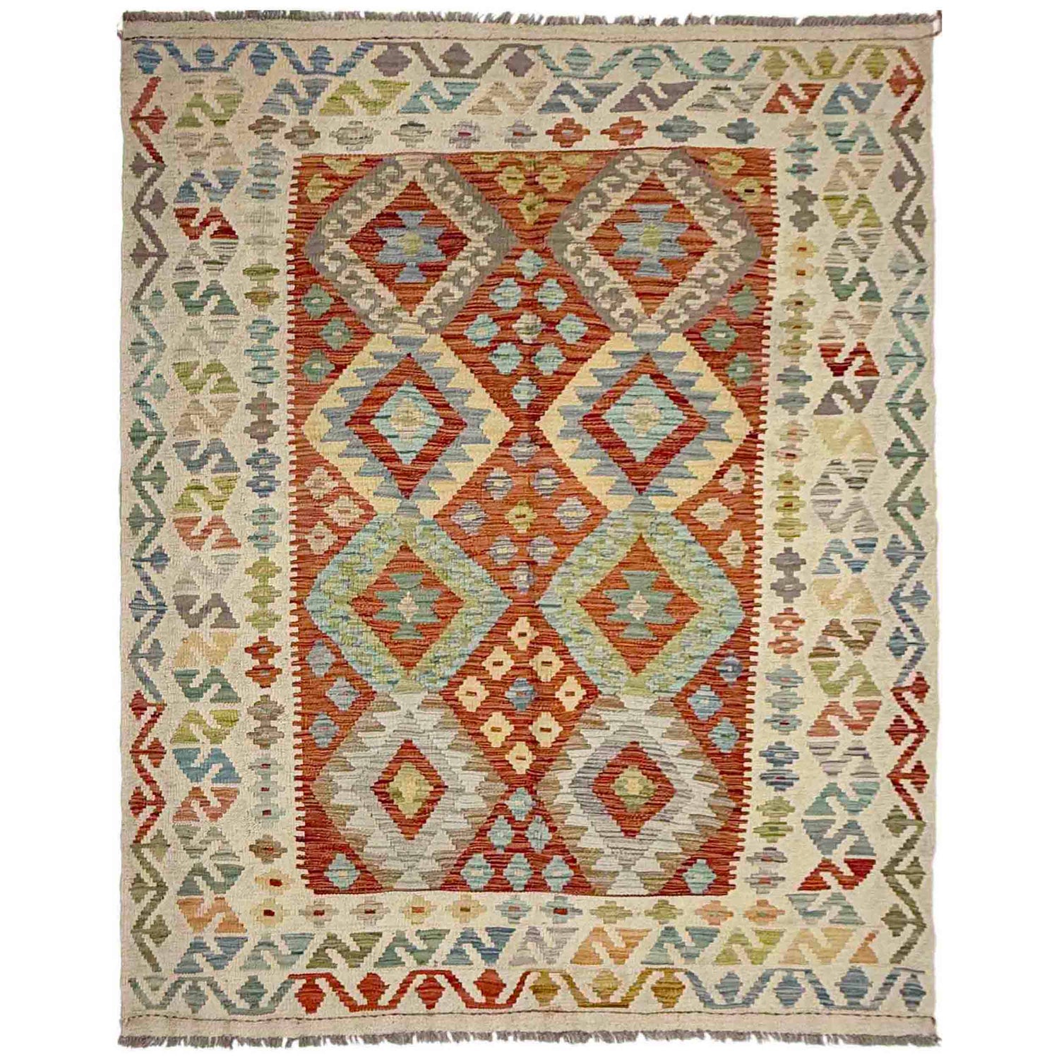 Handmade Multi Kilim Geometric 4x7 ft