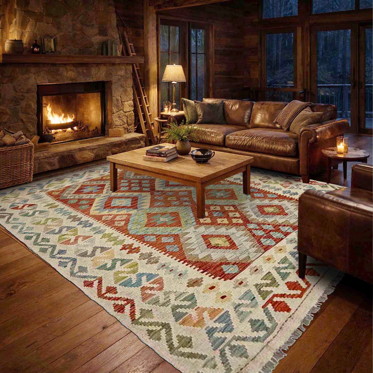 Handmade Multi Kilim Geometric 4x7 ft