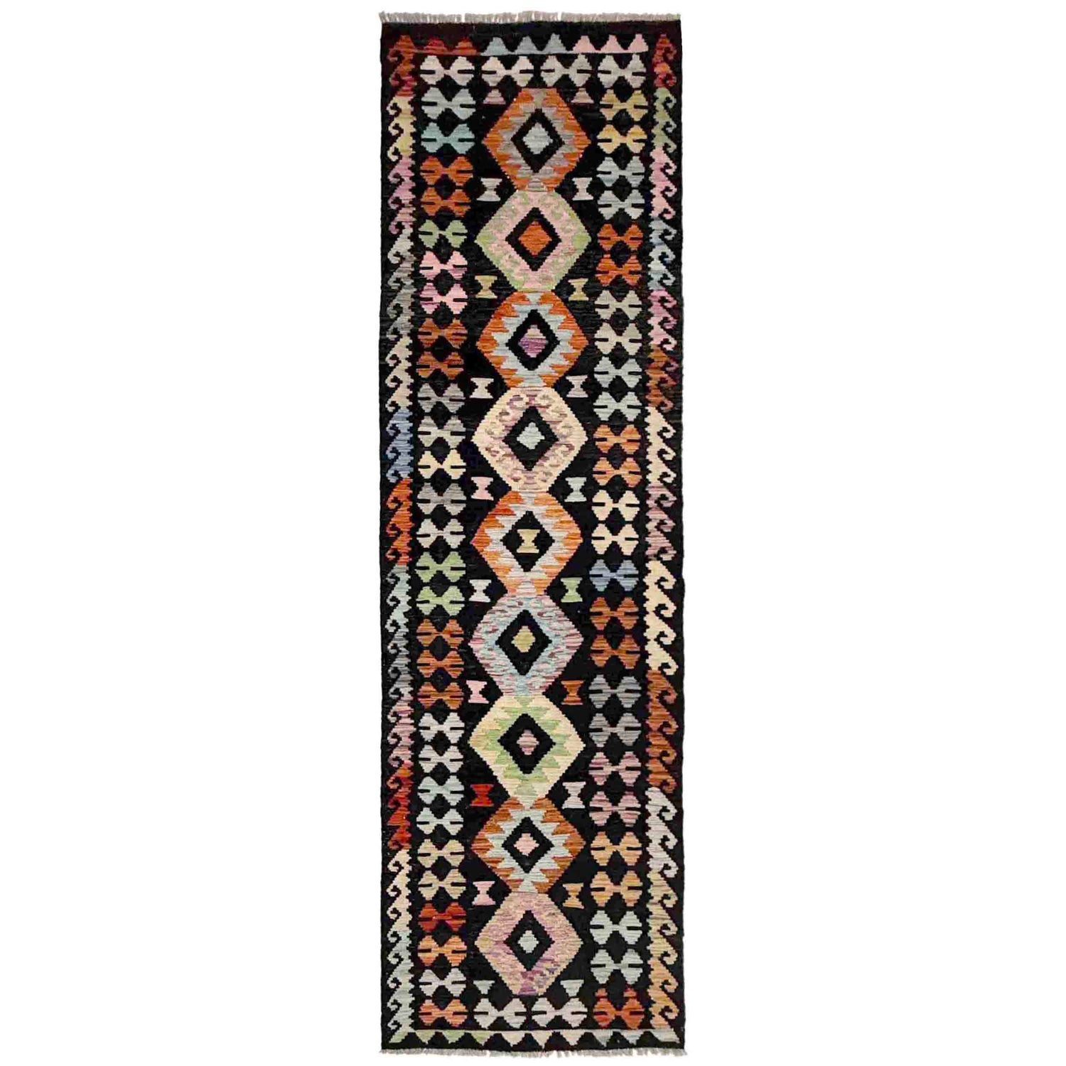 Handmade Multi Kilim Geometric 10' Runner
