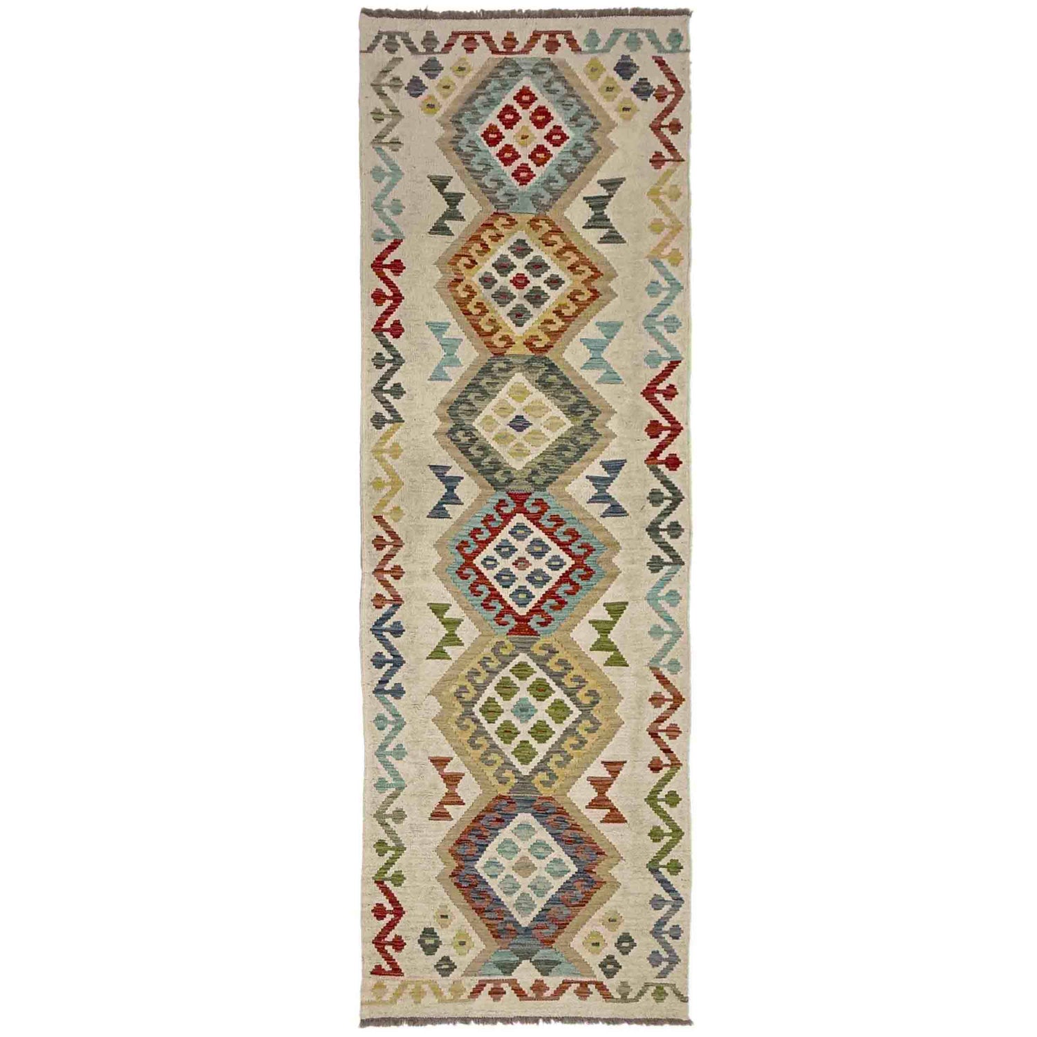 Handmade Multi Kilim Geometric 10' Runner