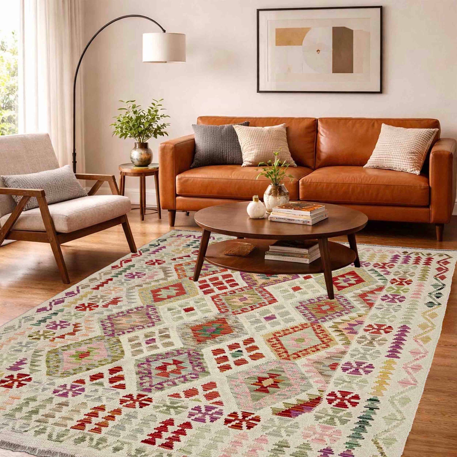 Handmade Multi Kilim Geometric 4x7 ft
