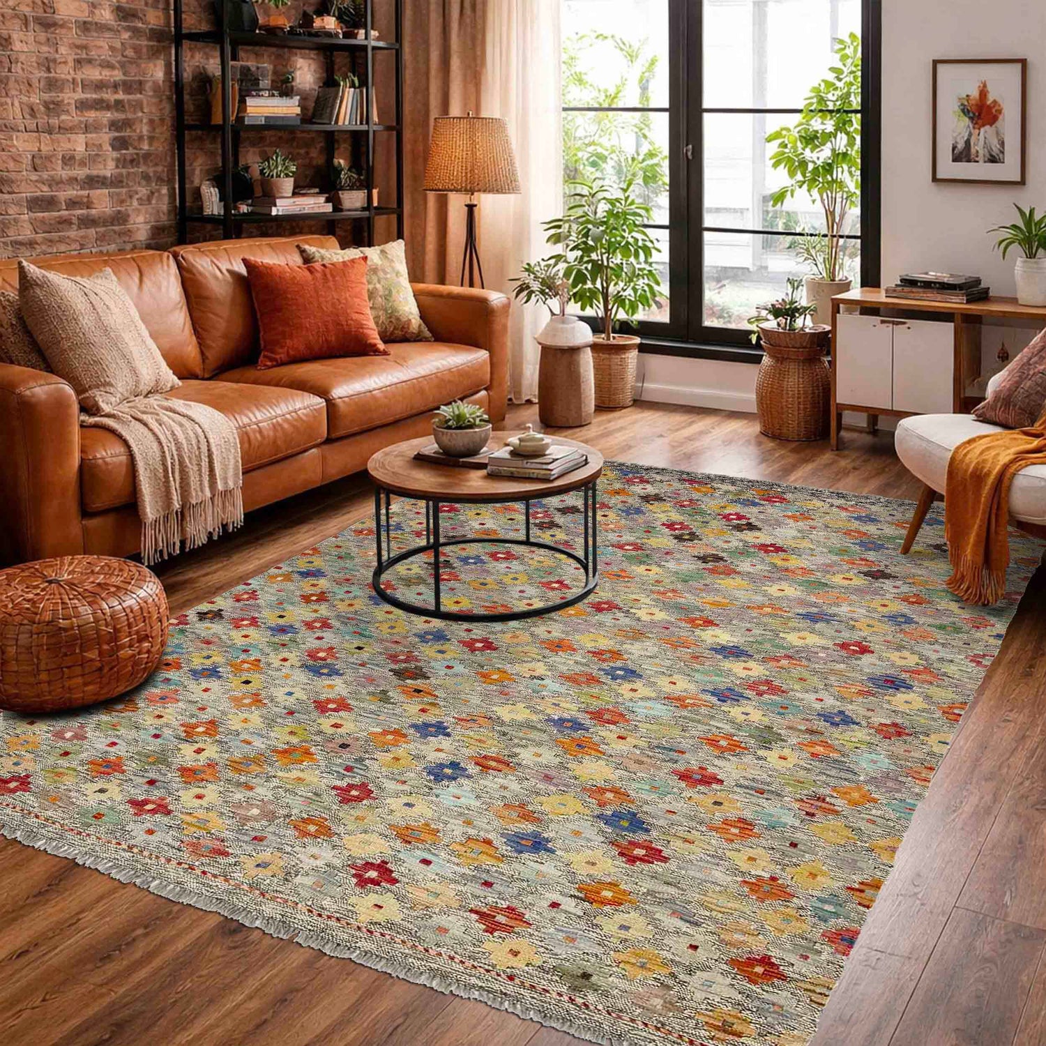Handmade Multi Kilim Geometric 4x7 ft