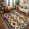 Hand-Knotted Multi Geometric Vegetable Kilim Area Rug – 4' 1" x 6' 2" ft (124 x 188 cm) | SKU: Y39116