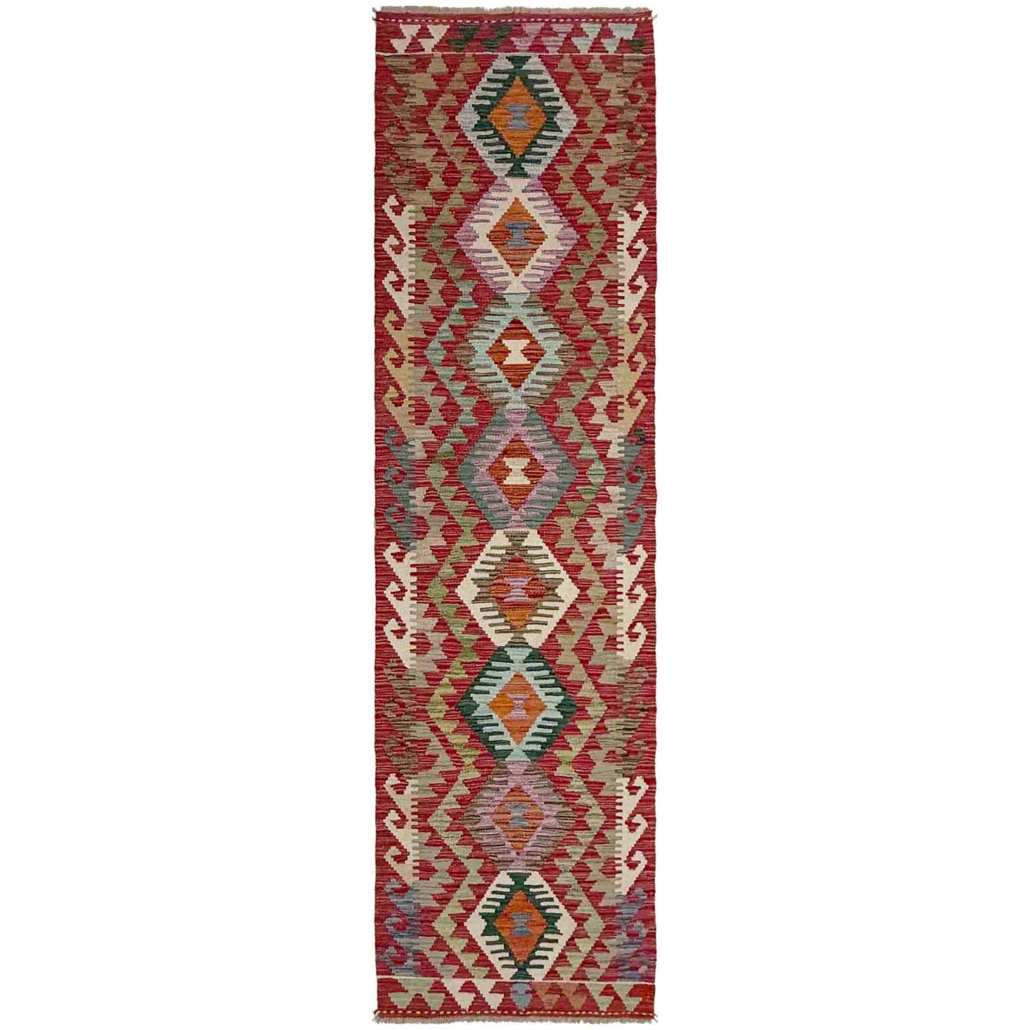 Handmade Multi Kilim Geometric 10' Runner