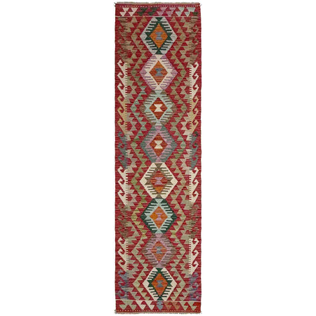Handmade Multi Kilim Geometric 10' Runner
