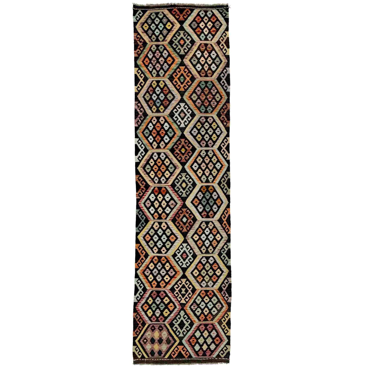 Handmade Multi Kilim Geometric 10' Runner