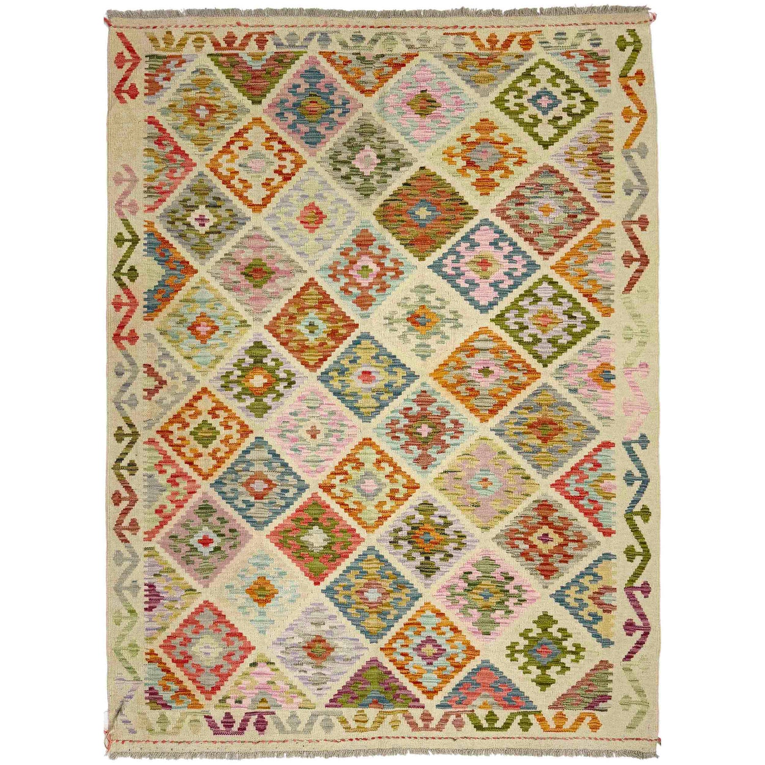 Handmade Multi Kilim Geometric 4x7 ft