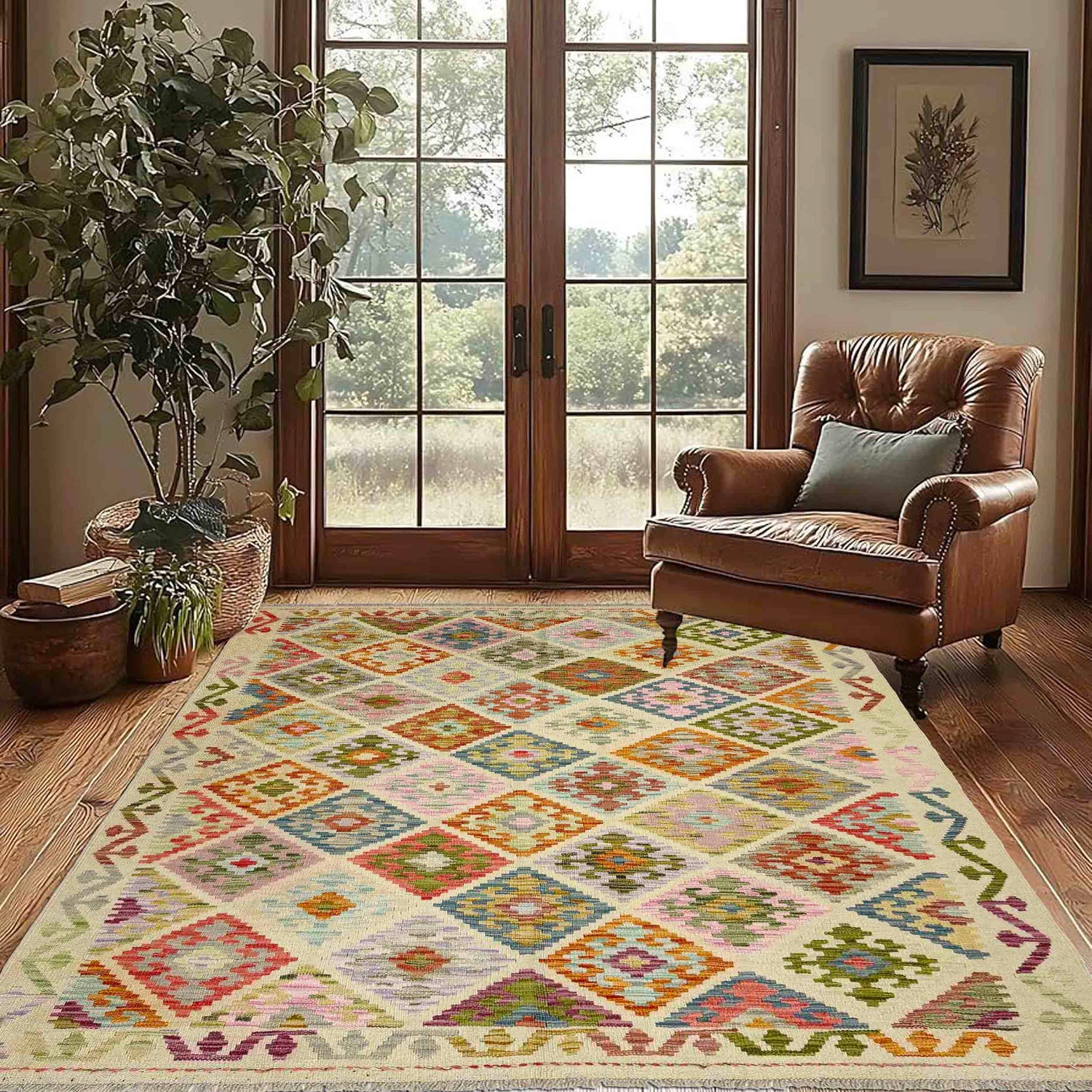 Handmade Multi Kilim Geometric 4x7 ft