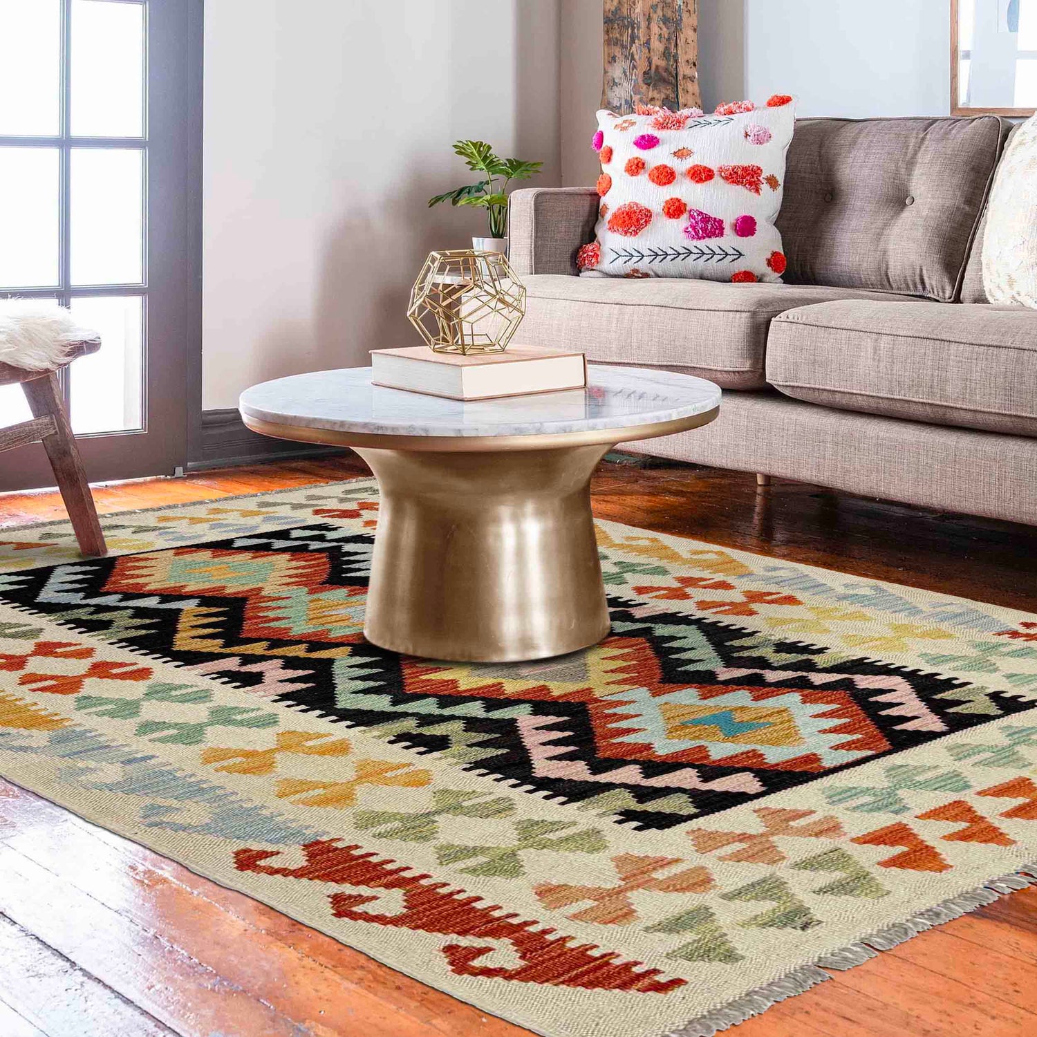 Handmade Multi Kilim Geometric 3x5 ft