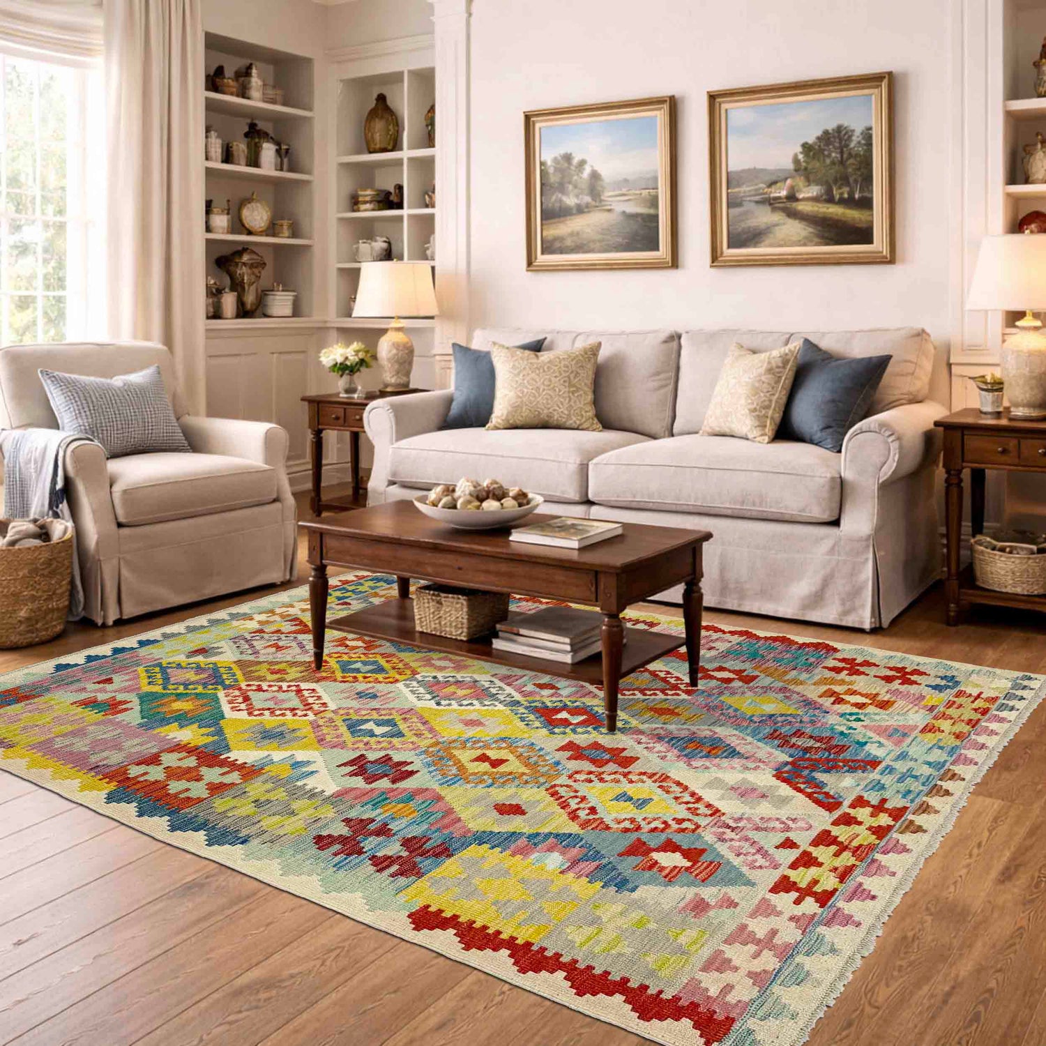 Handmade Multi Kilim Geometric 4x7 ft
