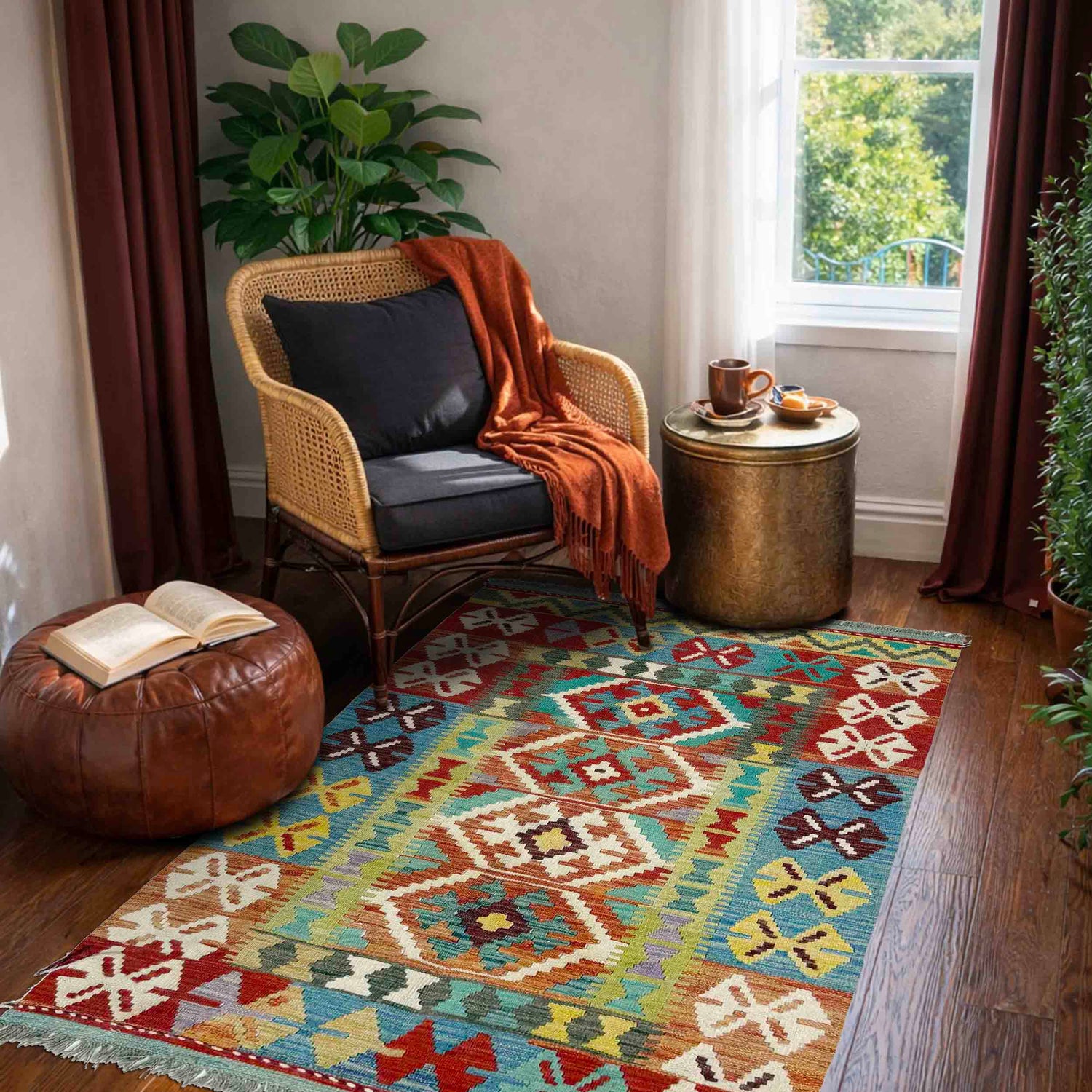 Handmade Multi Kilim Geometric 3x5 ft