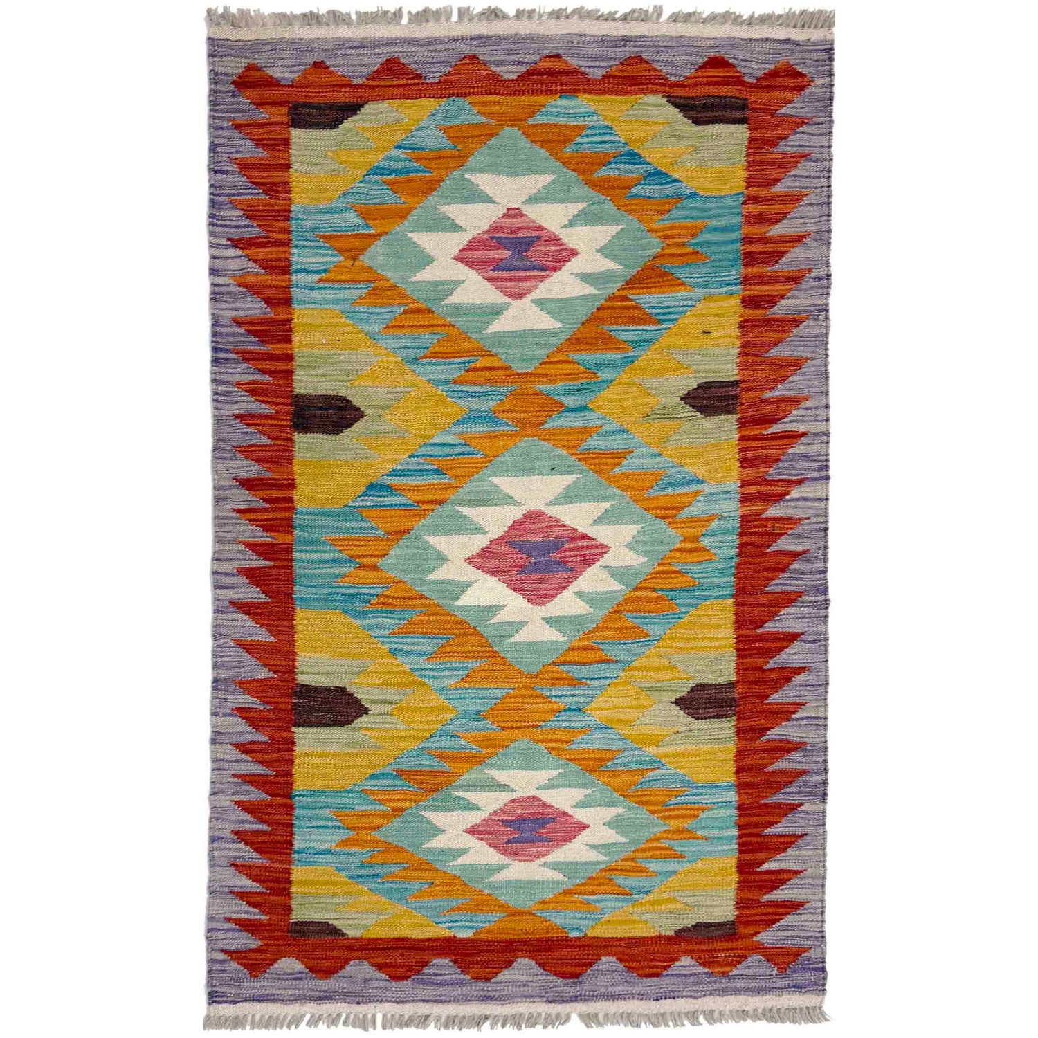 Handmade Multi Kilim Geometric 2x4 ft