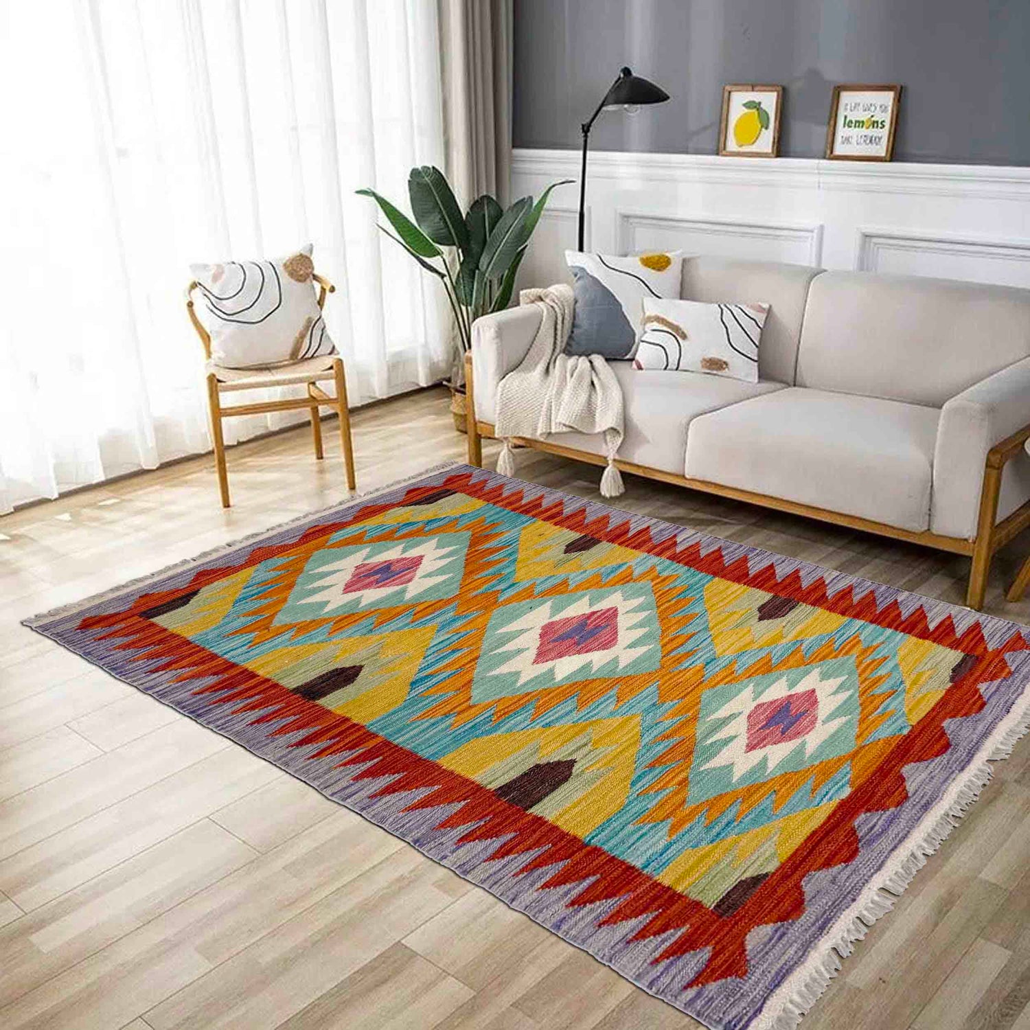 Handmade Multi Kilim Geometric 2x4 ft