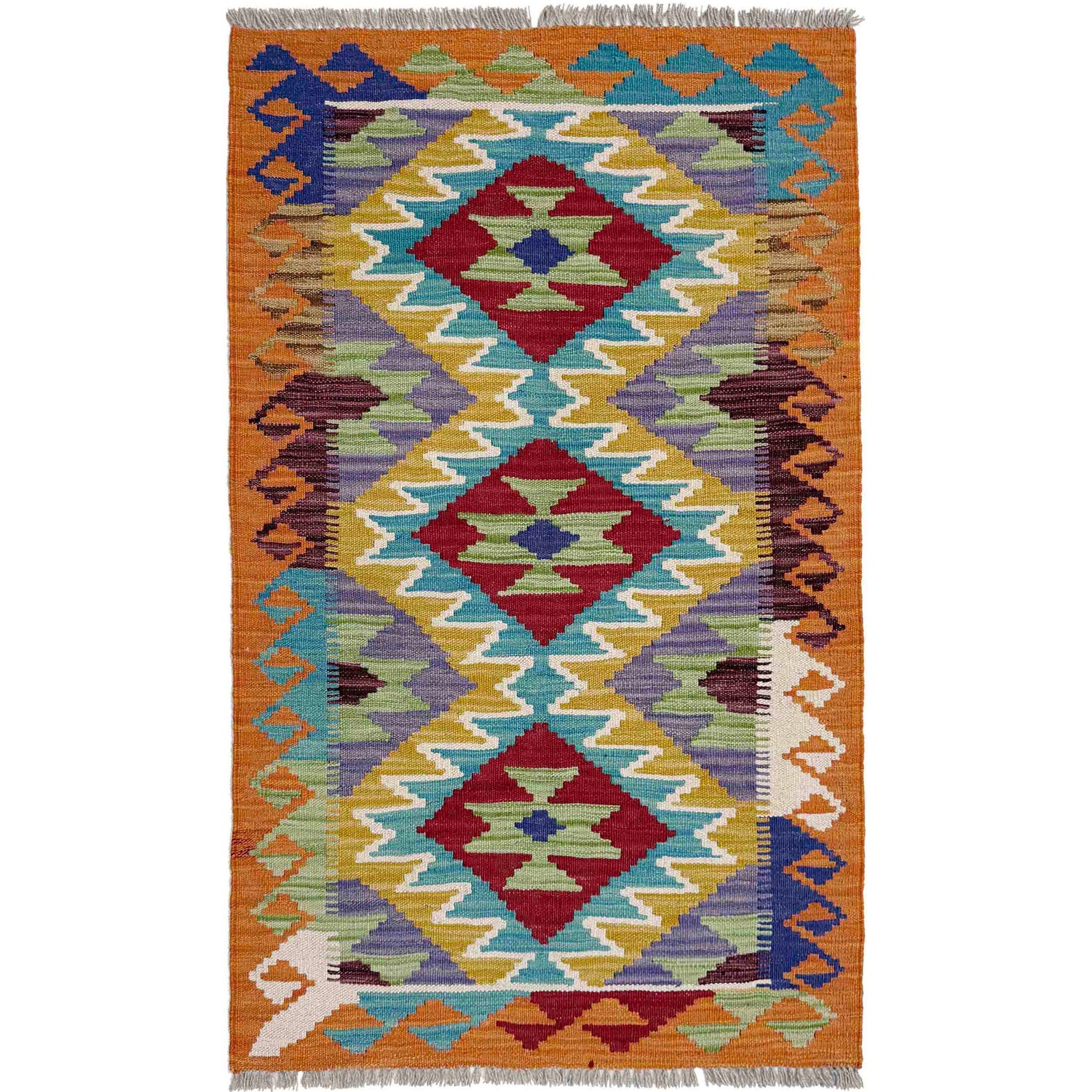 Handmade Multi Kilim Geometric 2x4 ft
