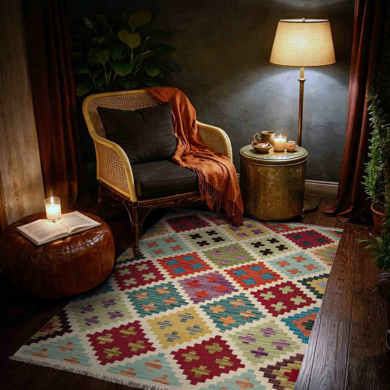 Handmade Multi Kilim Geometric 3x5 ft