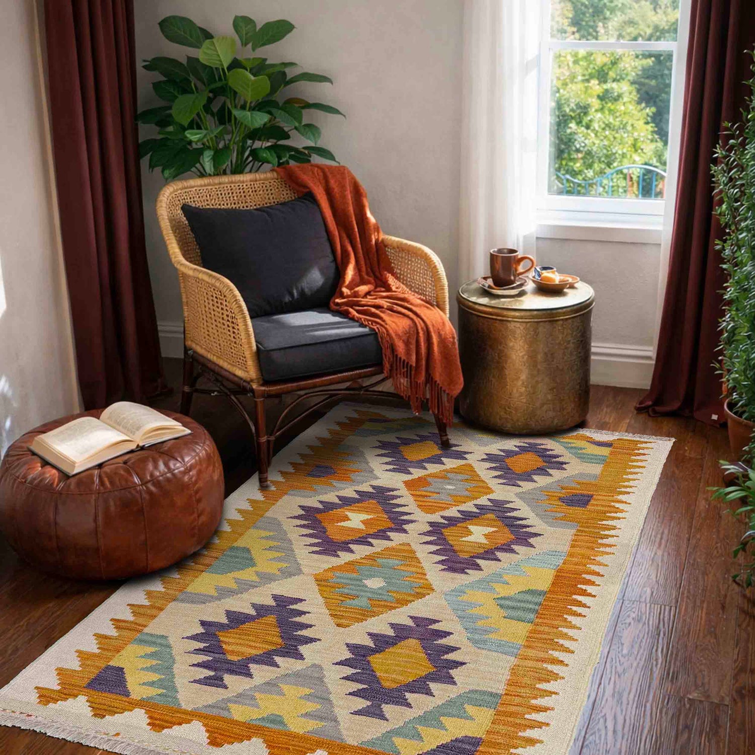 Handmade Multi Kilim Geometric 3x5 ft
