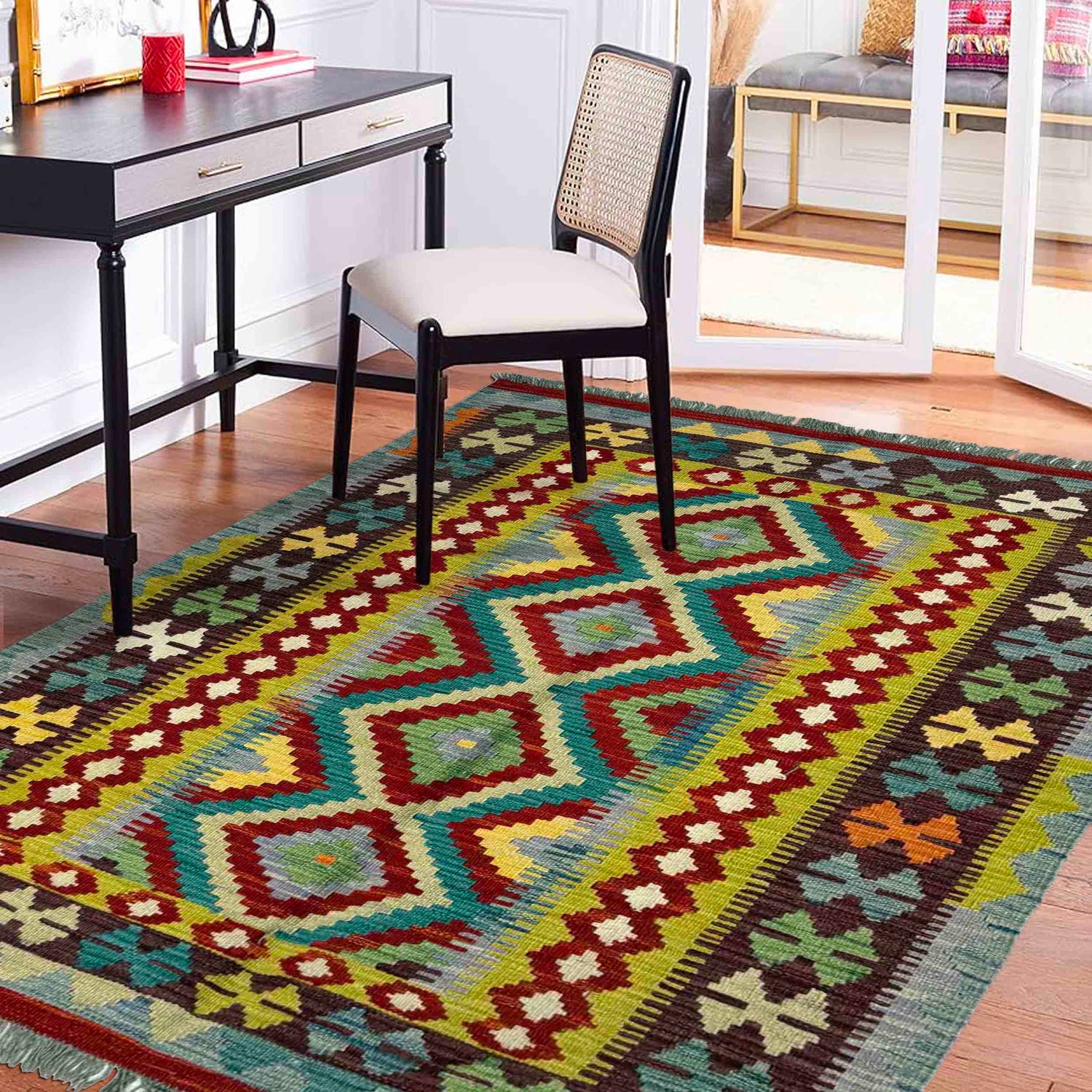 Handmade Multi Kilim Geometric 3x5 ft