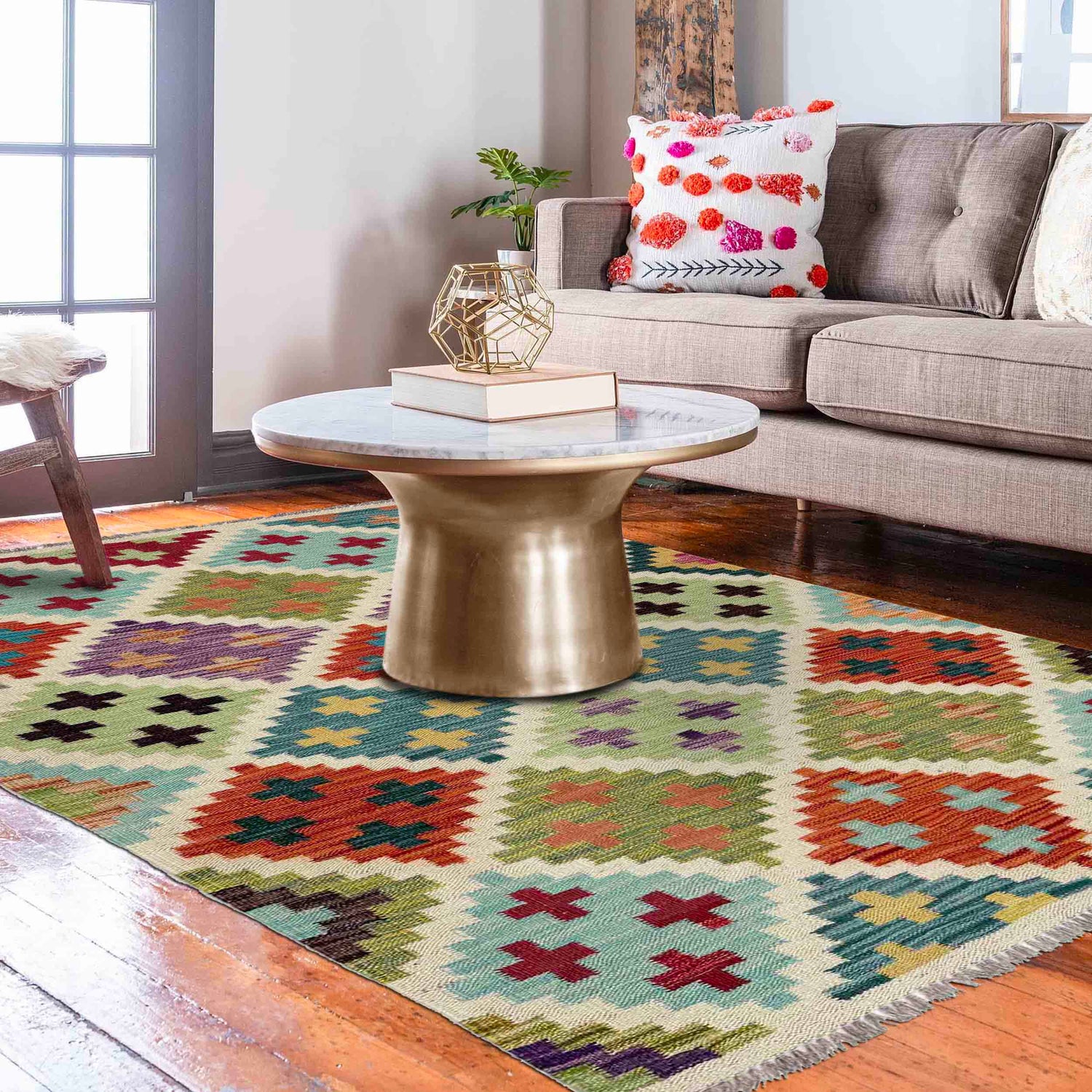Handmade Multi Kilim Geometric 3x5 ft