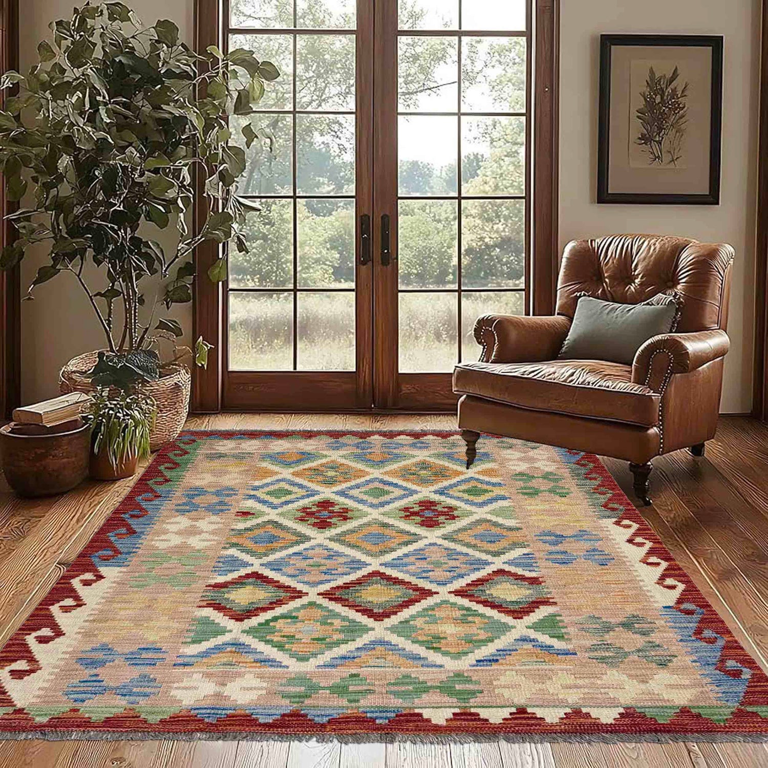Handmade Multi Kilim Geometric 4x6 ft