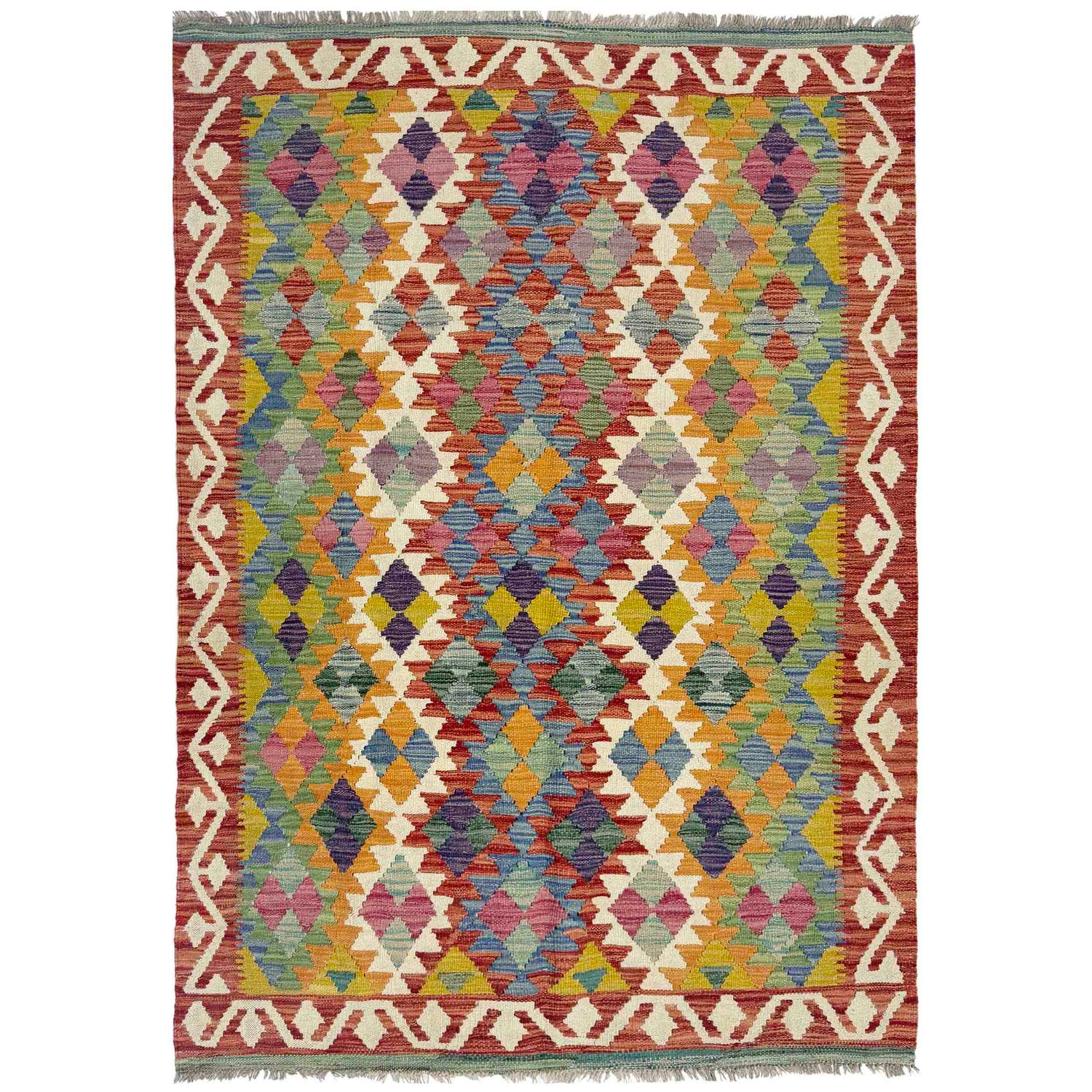 Handmade Multi Kilim Geometric 4x6 ft