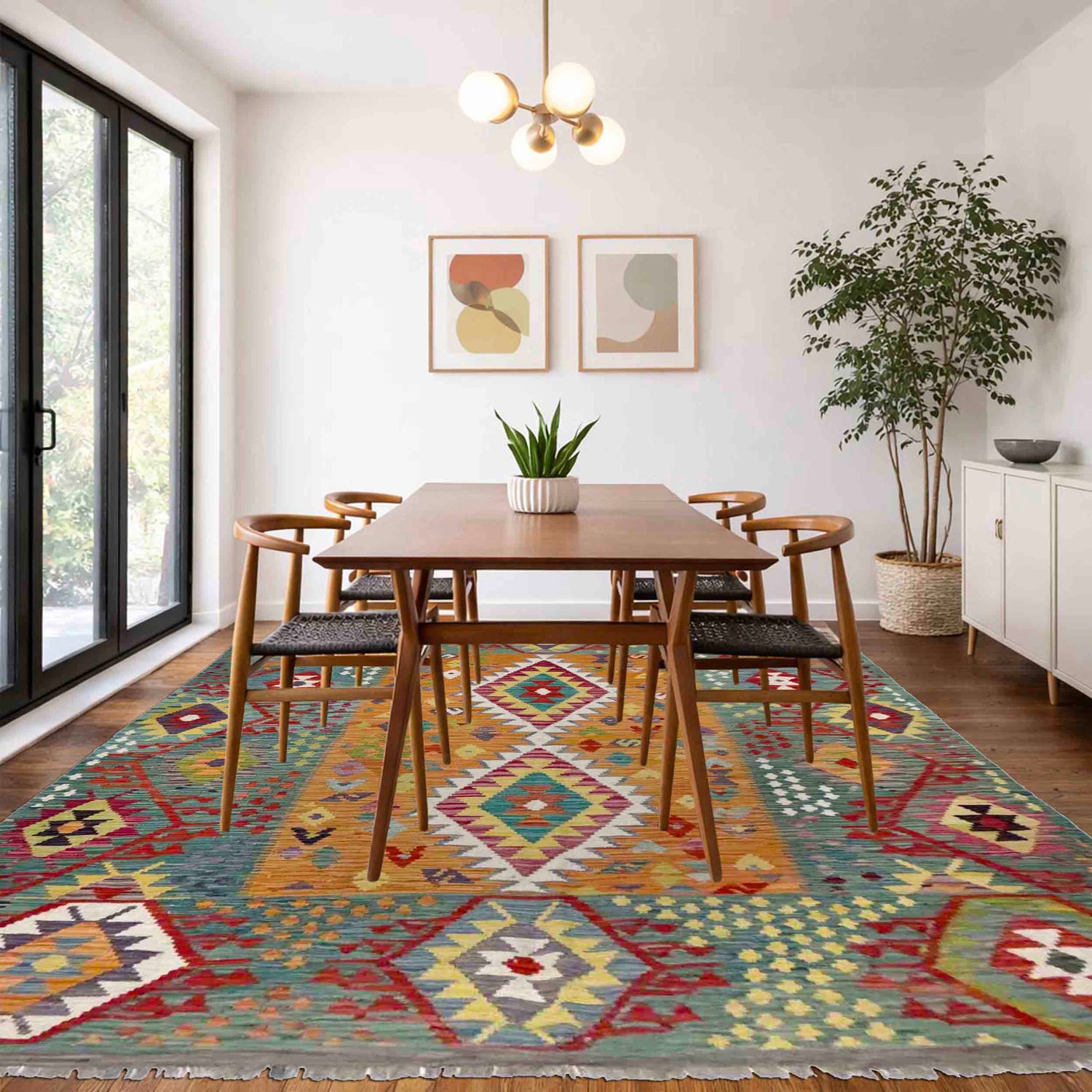 Handmade Multi Kilim Geometric 5x8 ft