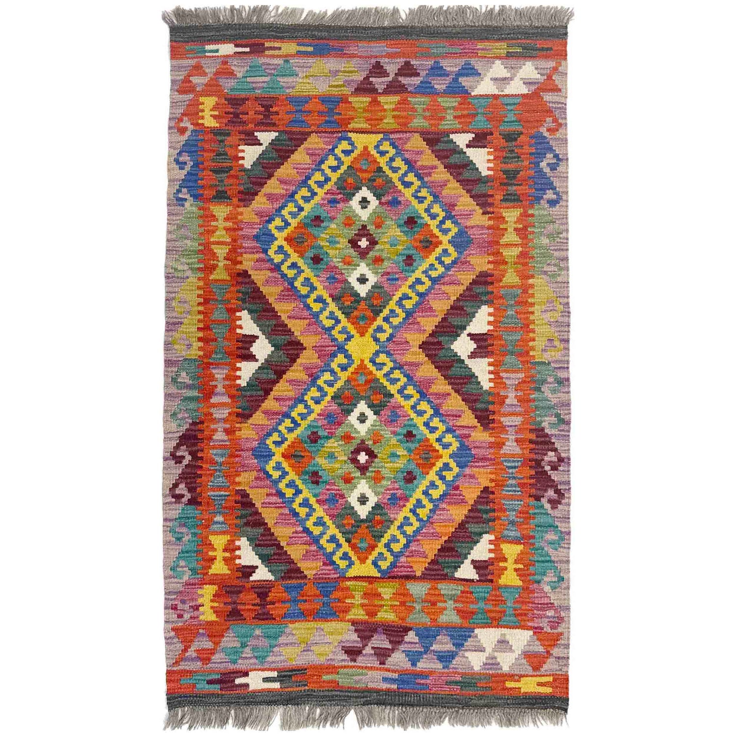 Handmade Multi Kilim Geometric 2x4 ft