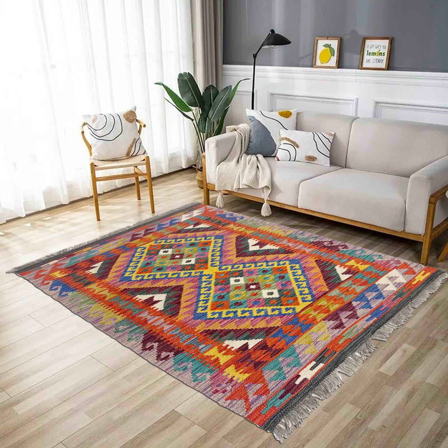 Handmade Multi Kilim Geometric 2x4 ft