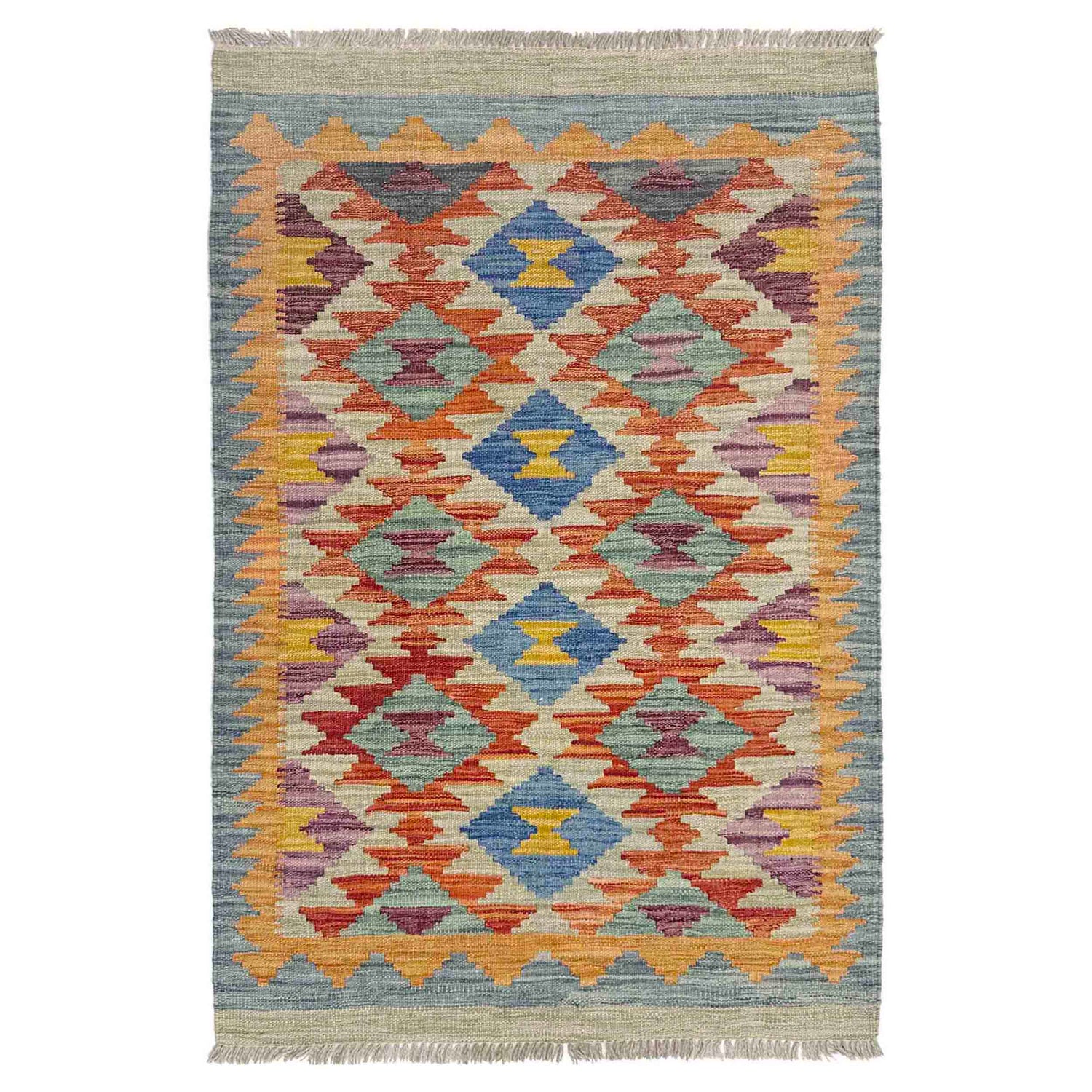 Handmade Multi Kilim Geometric 2x4 ft