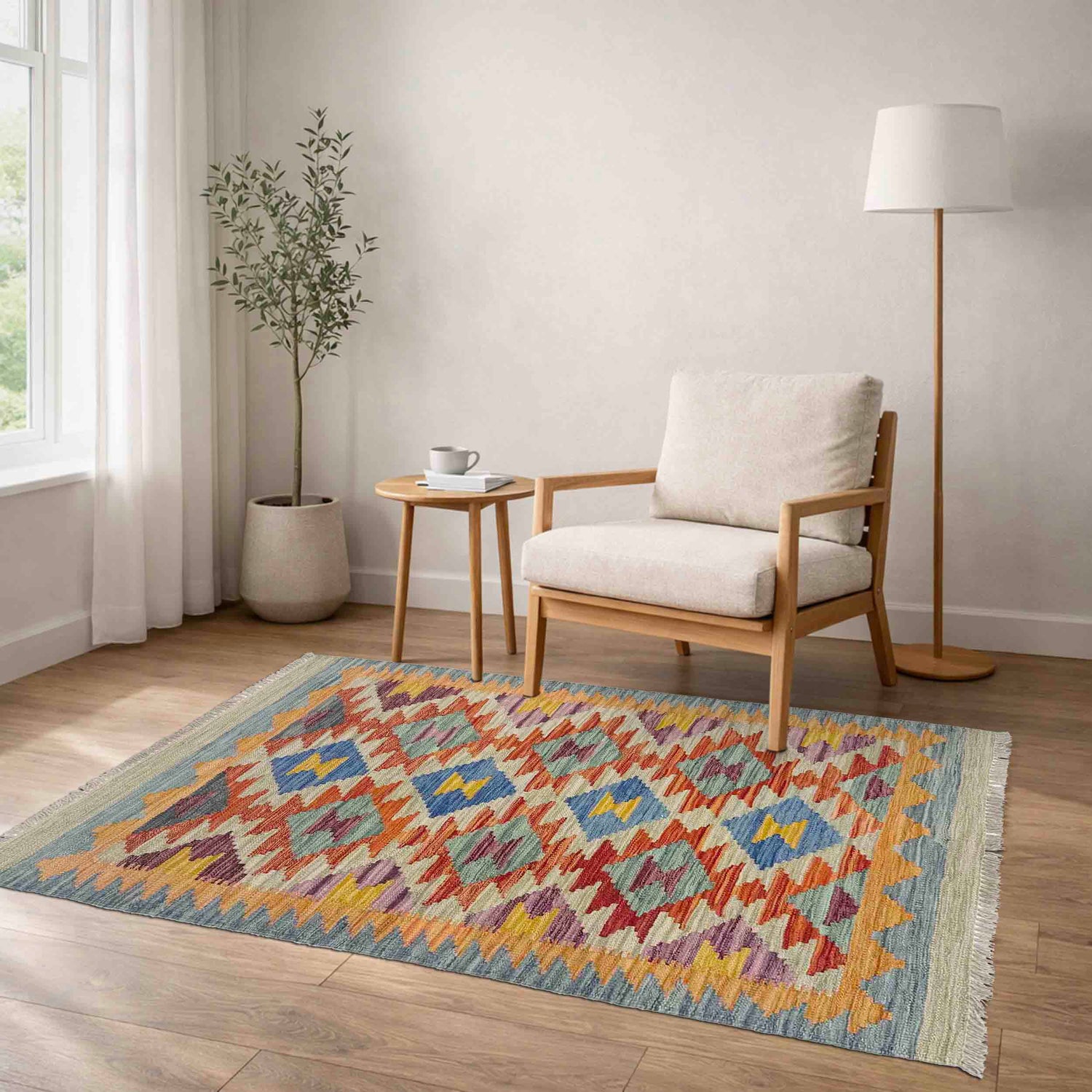 Handmade Multi Kilim Geometric 2x4 ft