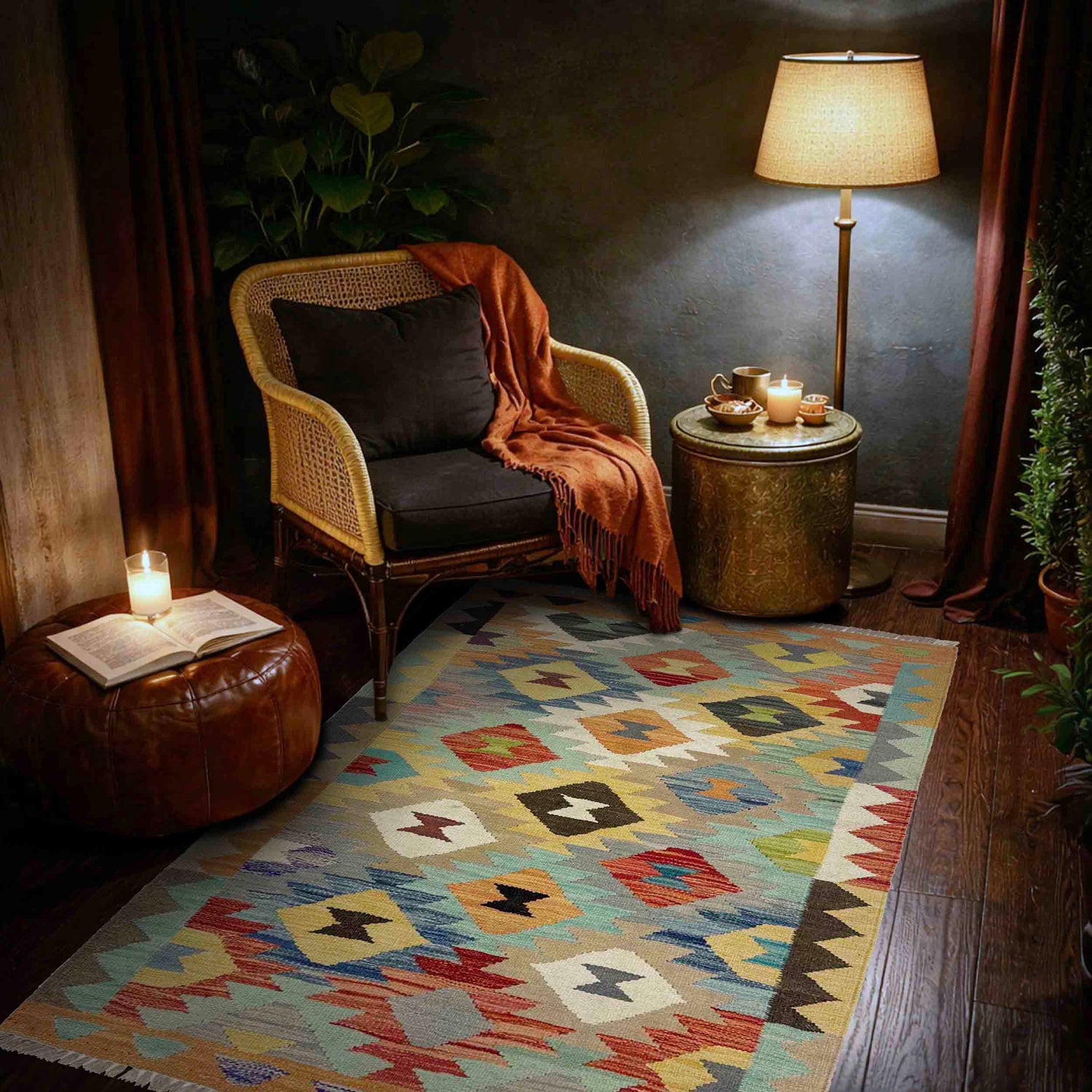Handmade Multi Kilim Geometric 2x4 ft