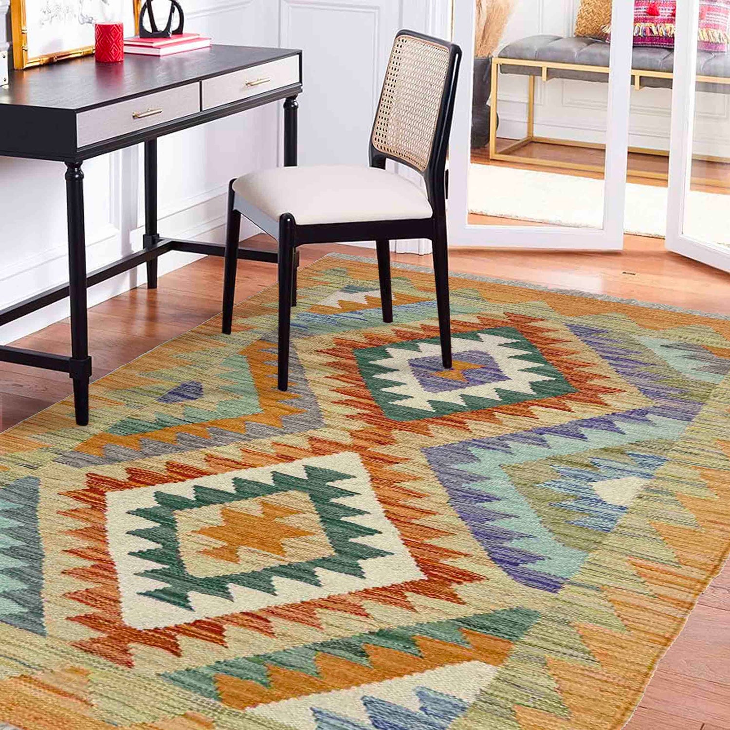 Handmade Multi Kilim Geometric 2x4 ft