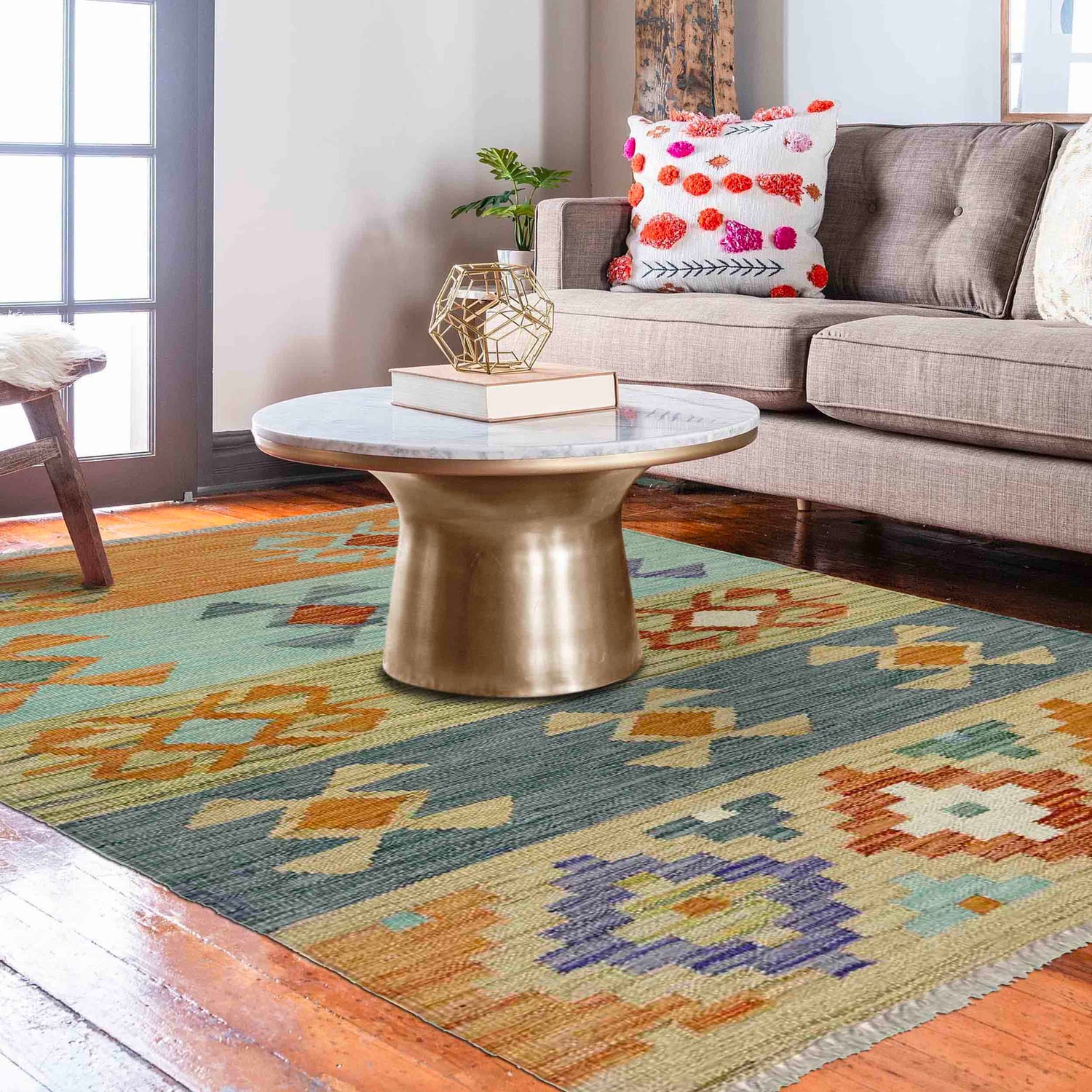 Handmade Multi Kilim Geometric 2x4 ft