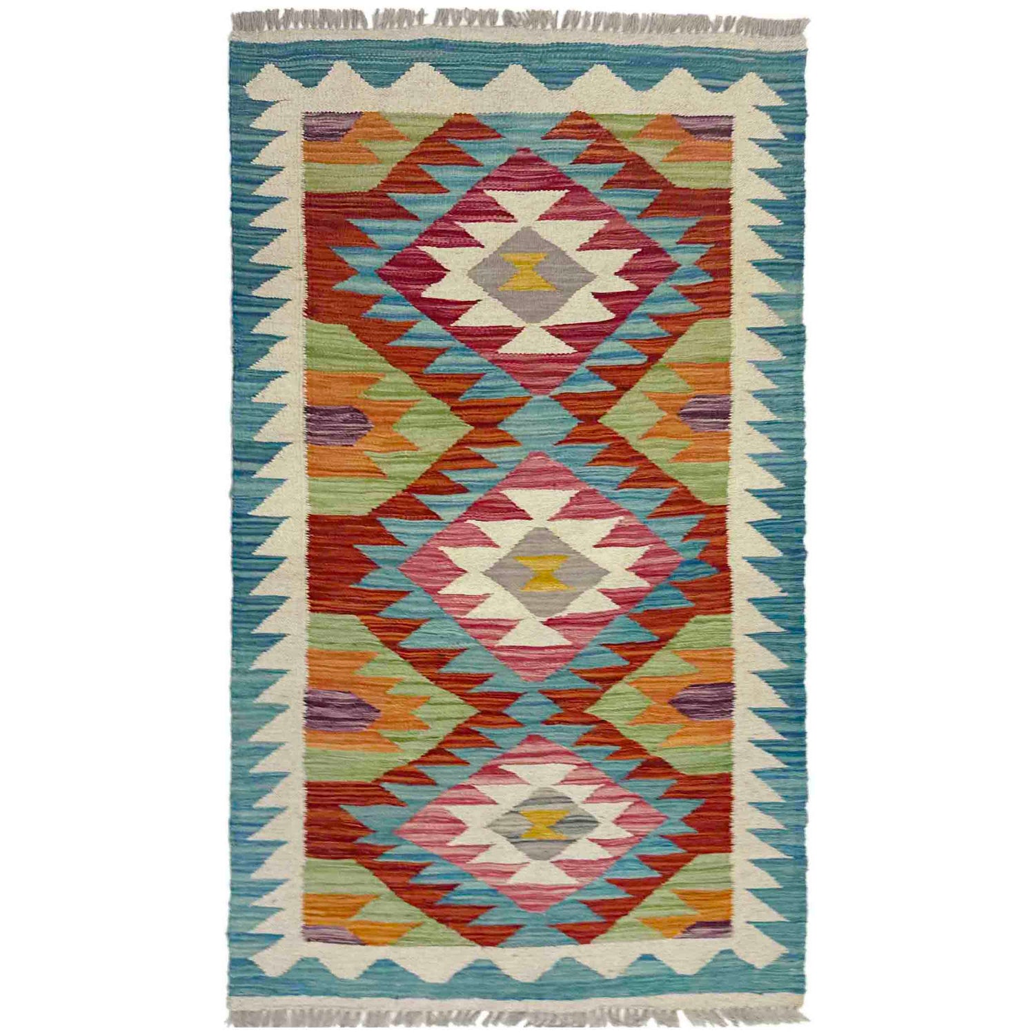 Handmade Multi Kilim Geometric 2x4 ft