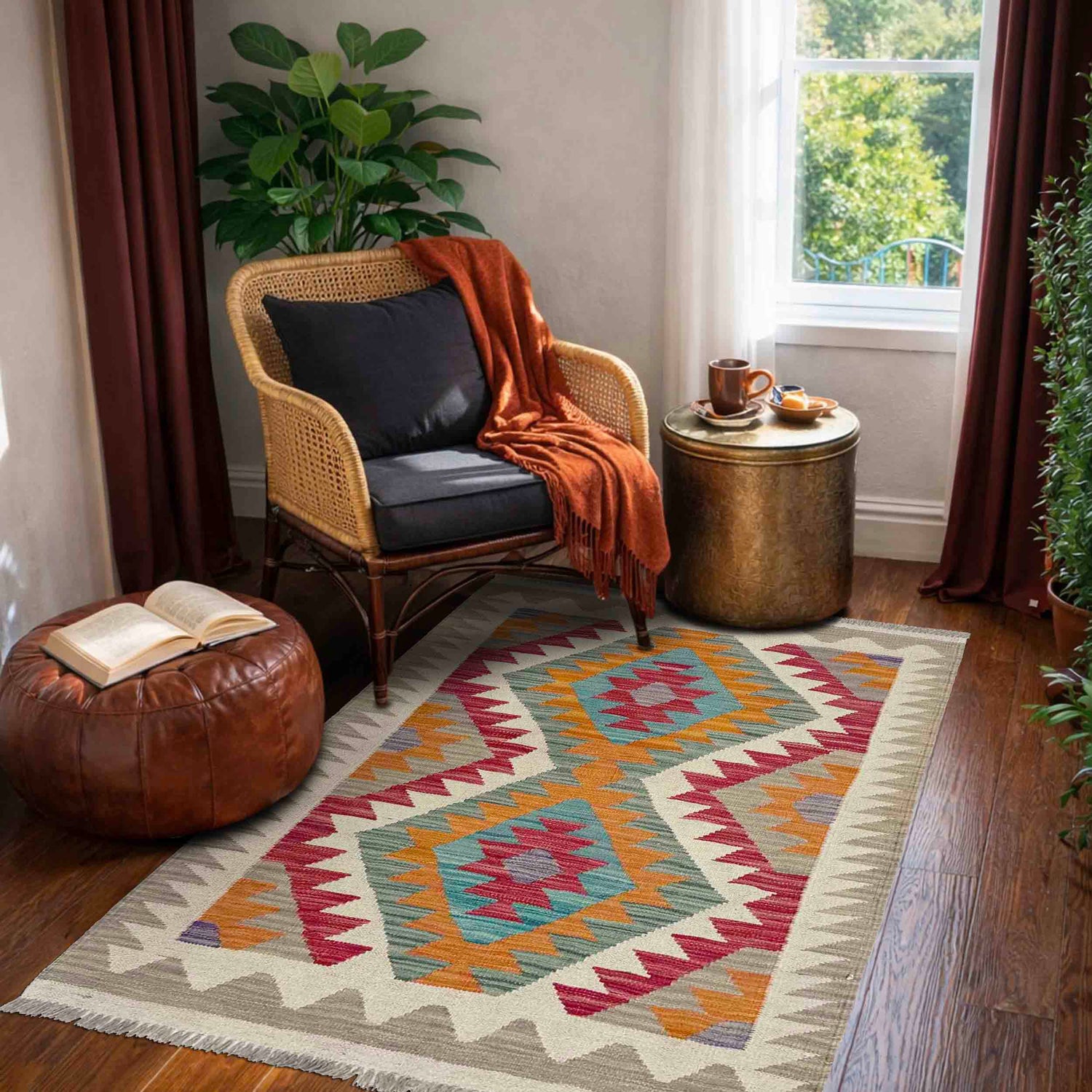 Handmade Multi Kilim Geometric 2x4 ft