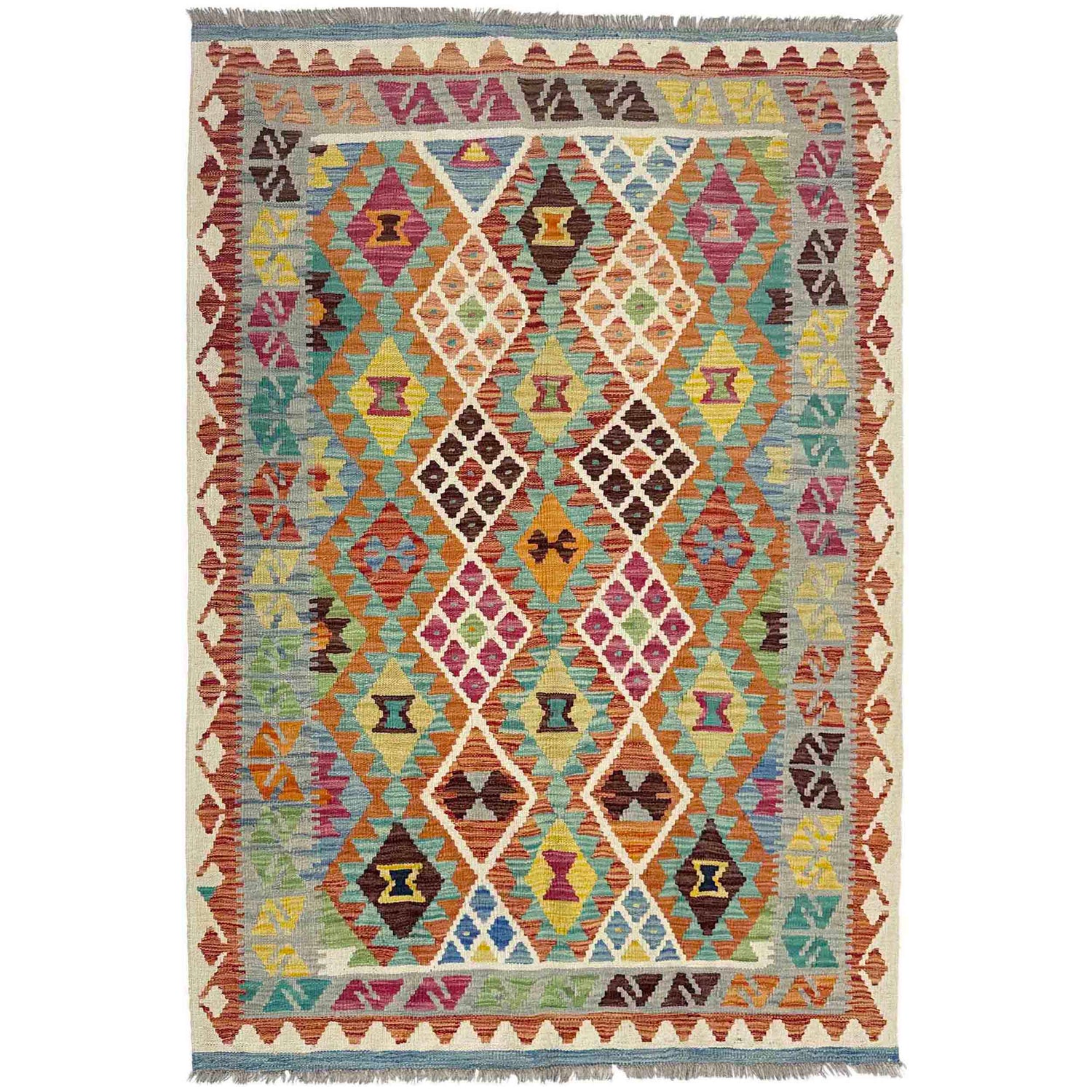 Handmade Multi Kilim Geometric 4x6 ft