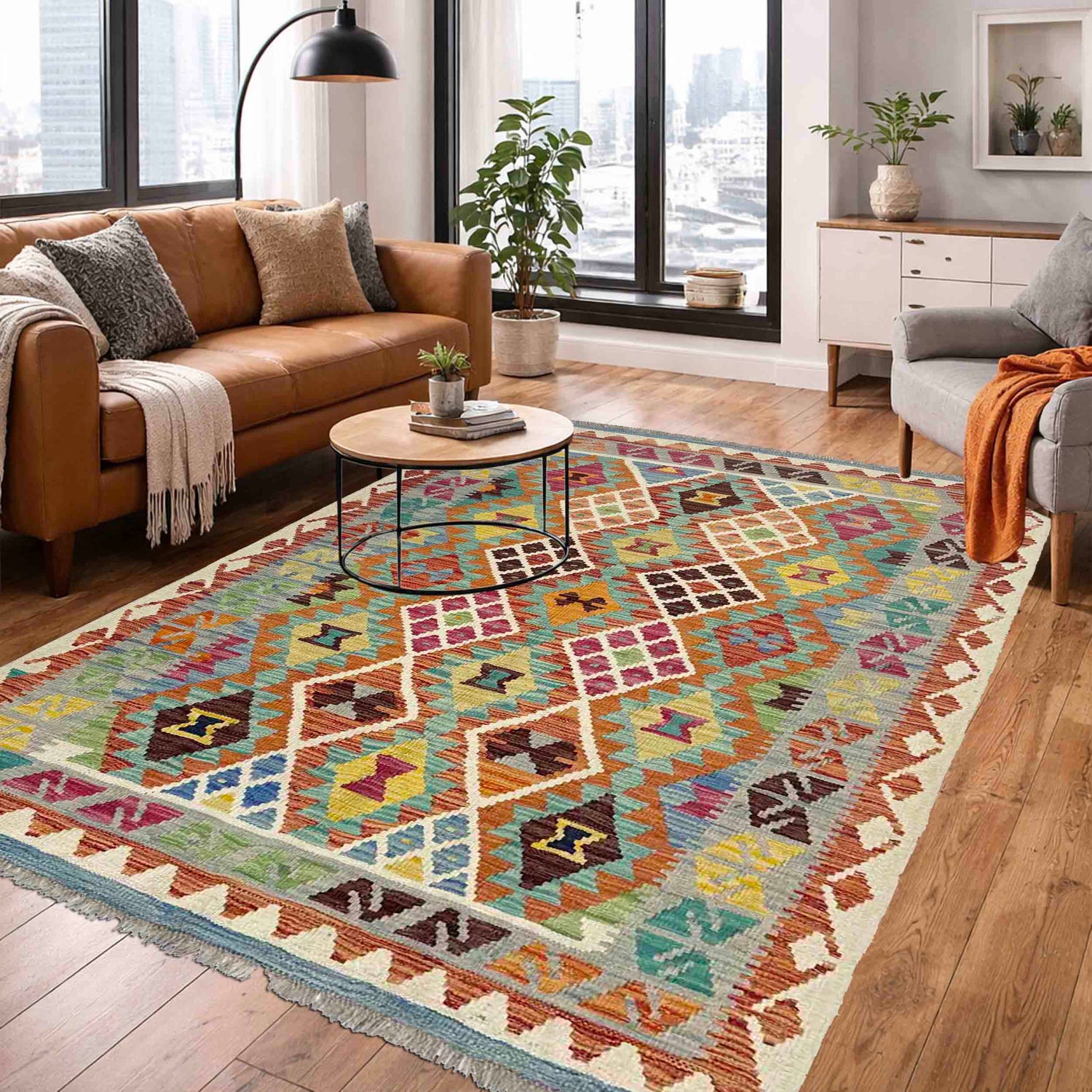 Handmade Multi Kilim Geometric 4x6 ft
