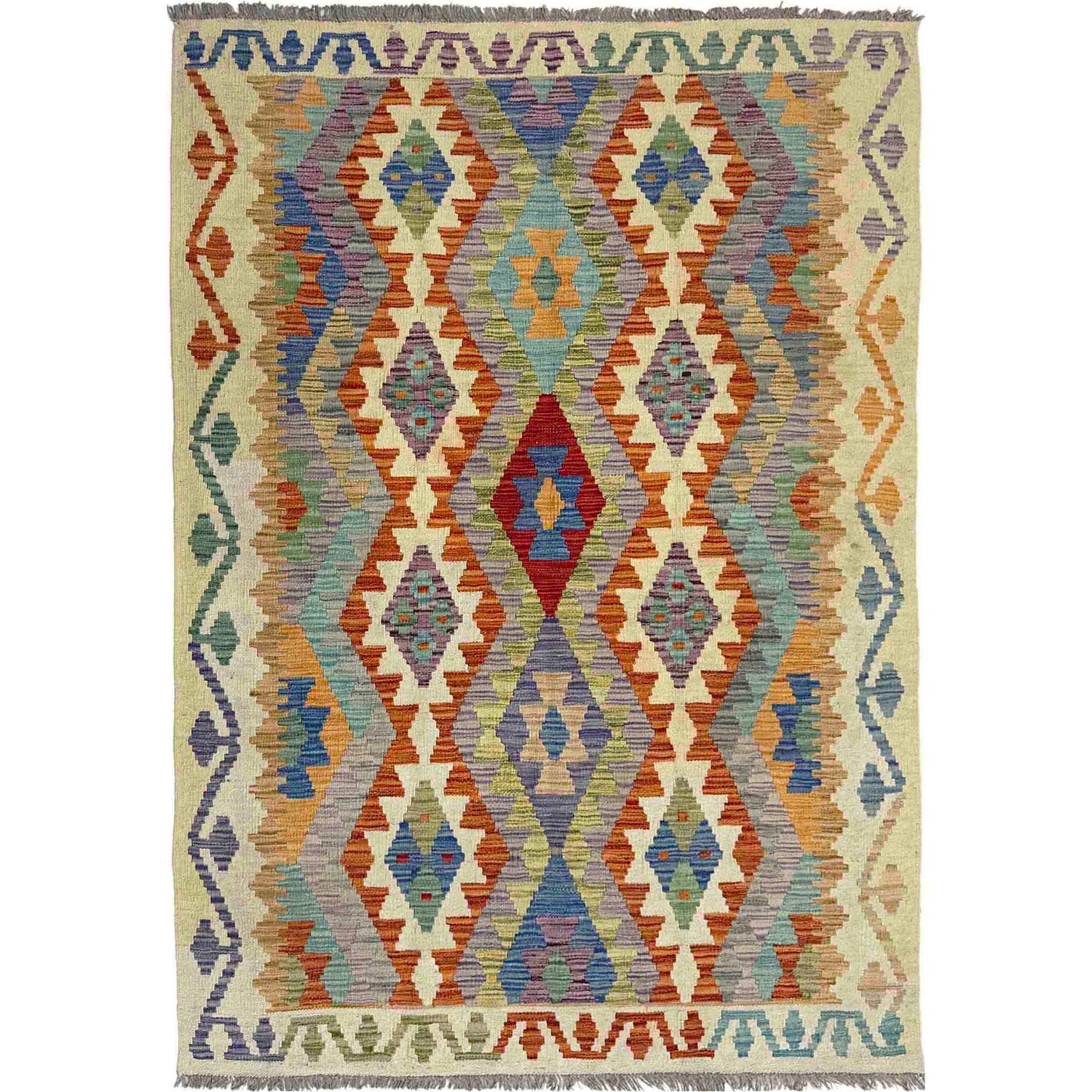 Handmade Multi Kilim Geometric 4x6 ft