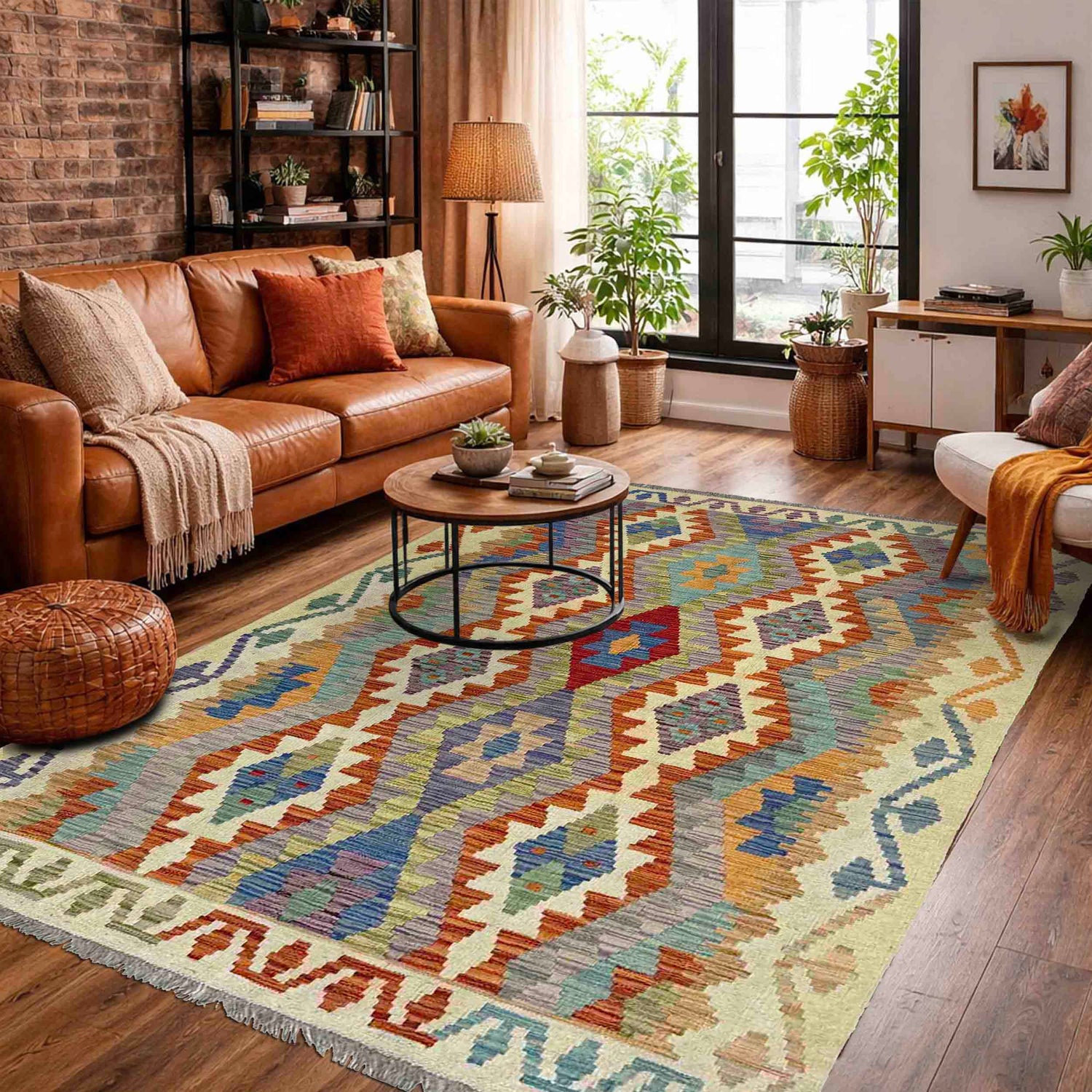 Handmade Multi Kilim Geometric 4x6 ft