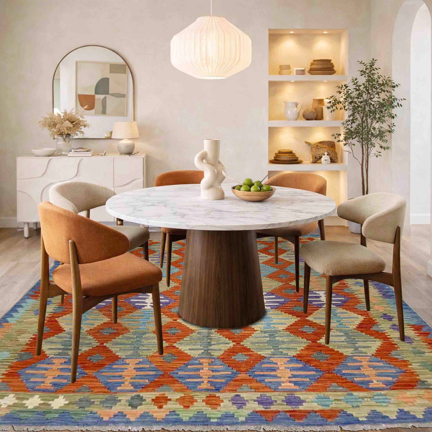 Handmade Multi Kilim Geometric 5x8 ft