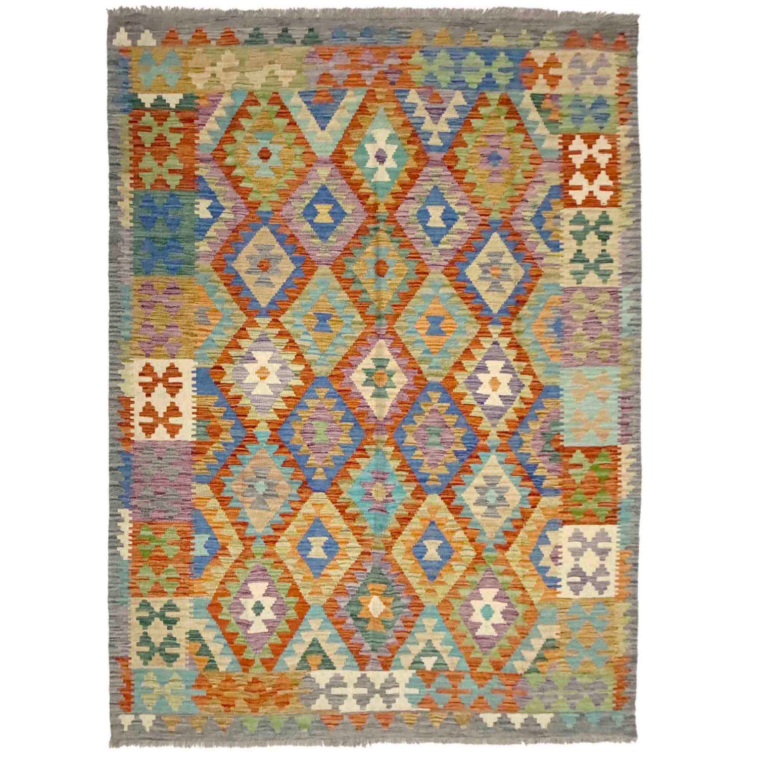 Handmade Multi Kilim Geometric 5x8 ft
