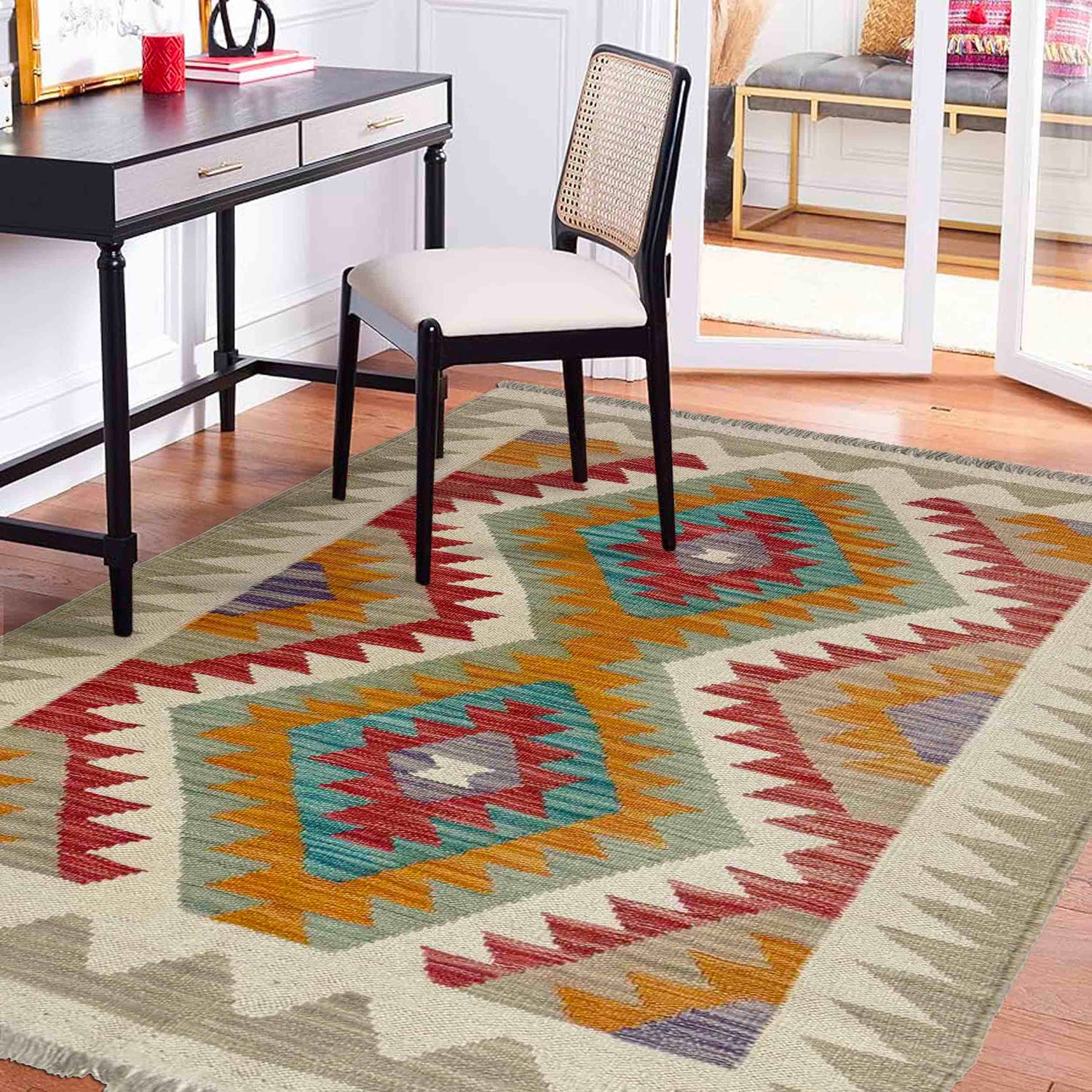 Handmade Multi Kilim Geometric 2x4 ft