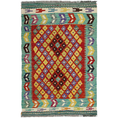 Handmade Multi Kilim Geometric 2x4 ft