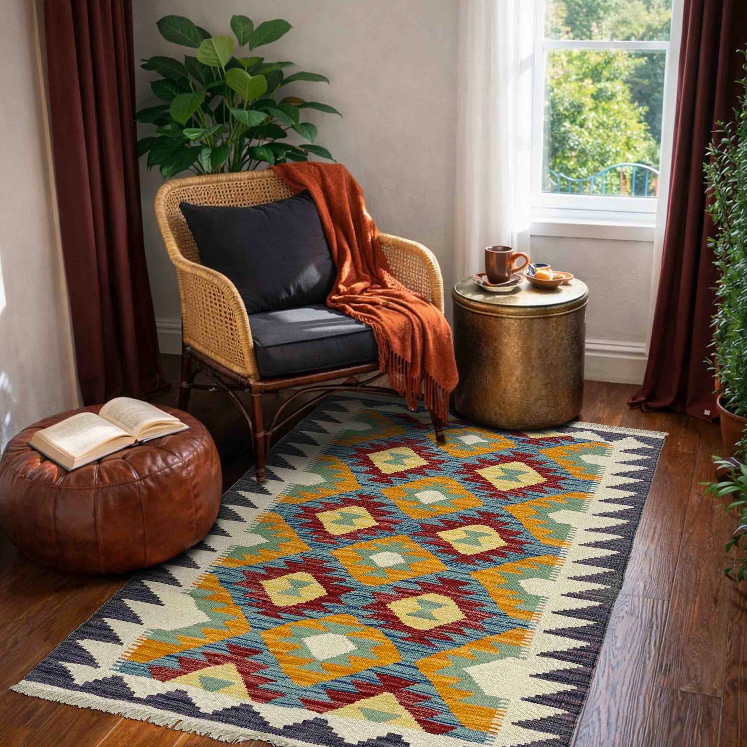 Handmade Multi Kilim Geometric 2x4 ft