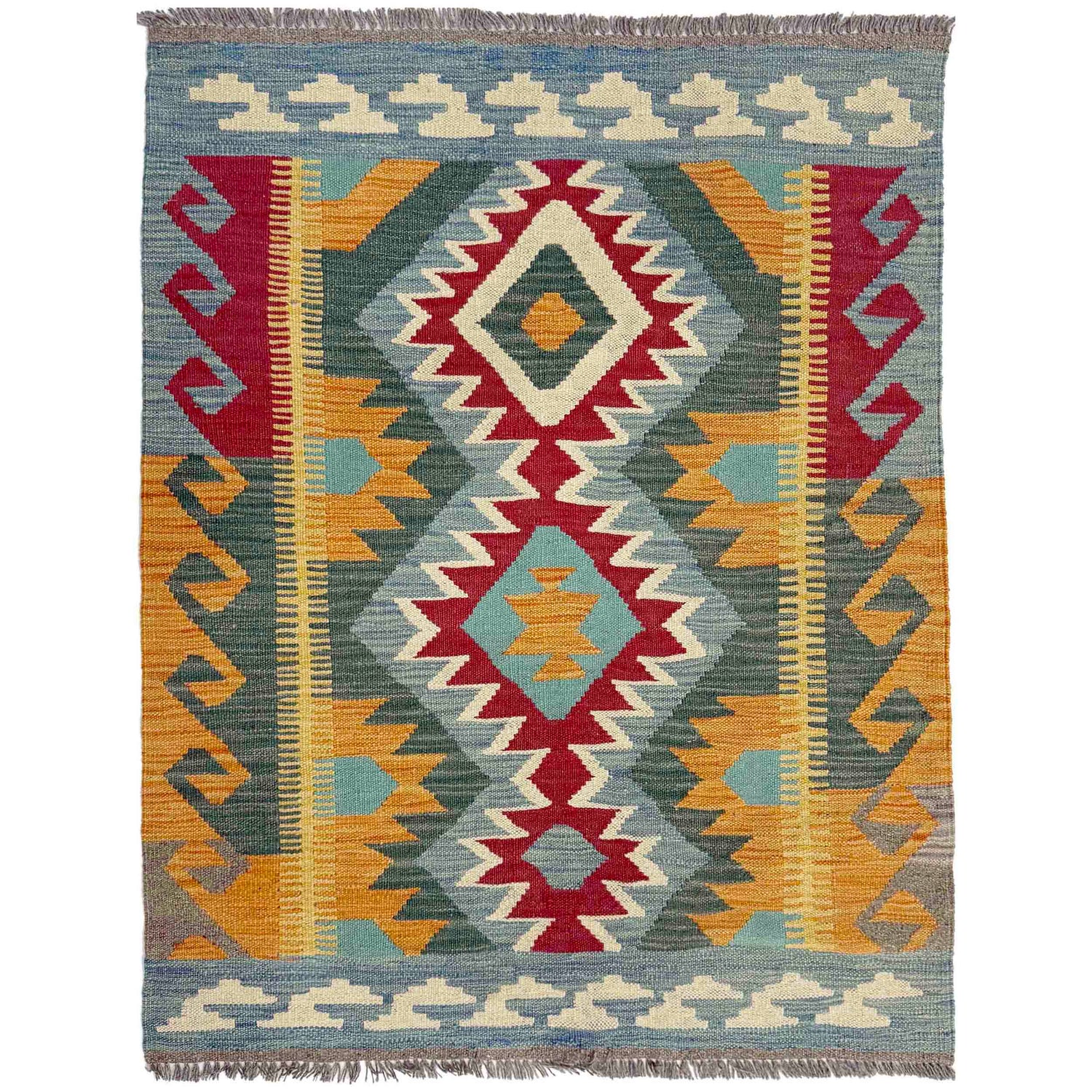 Handmade Multi Kilim Geometric 2x4 ft
