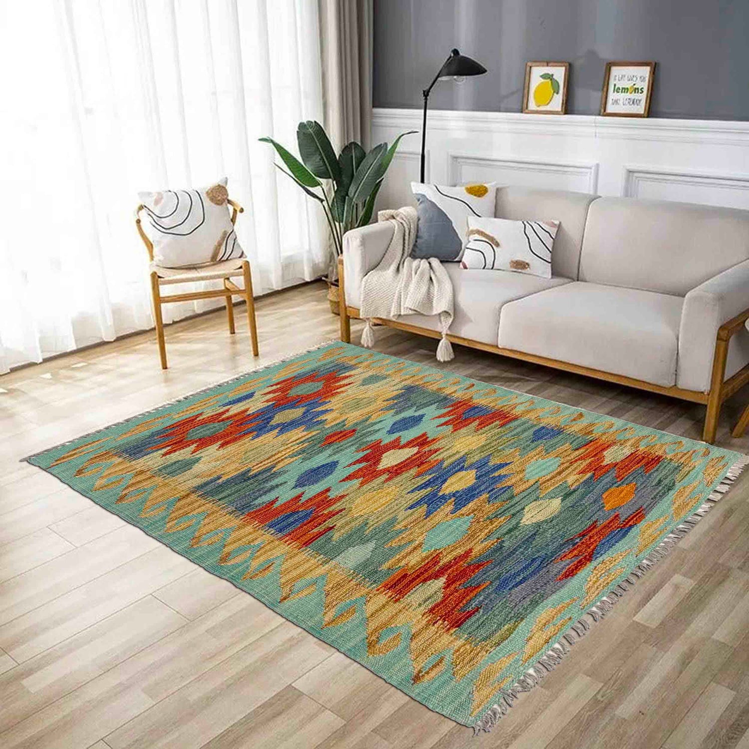 Handmade Multi Kilim Geometric 2x4 ft