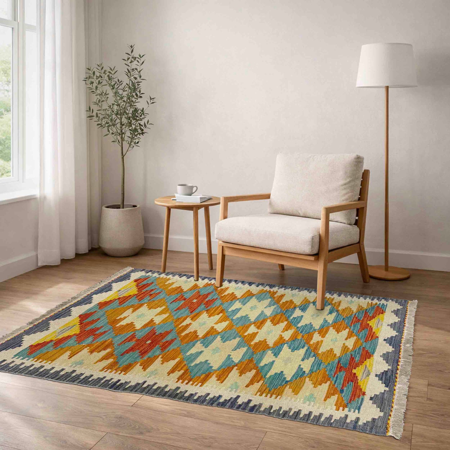 Handmade Multi Kilim Geometric 2x4 ft