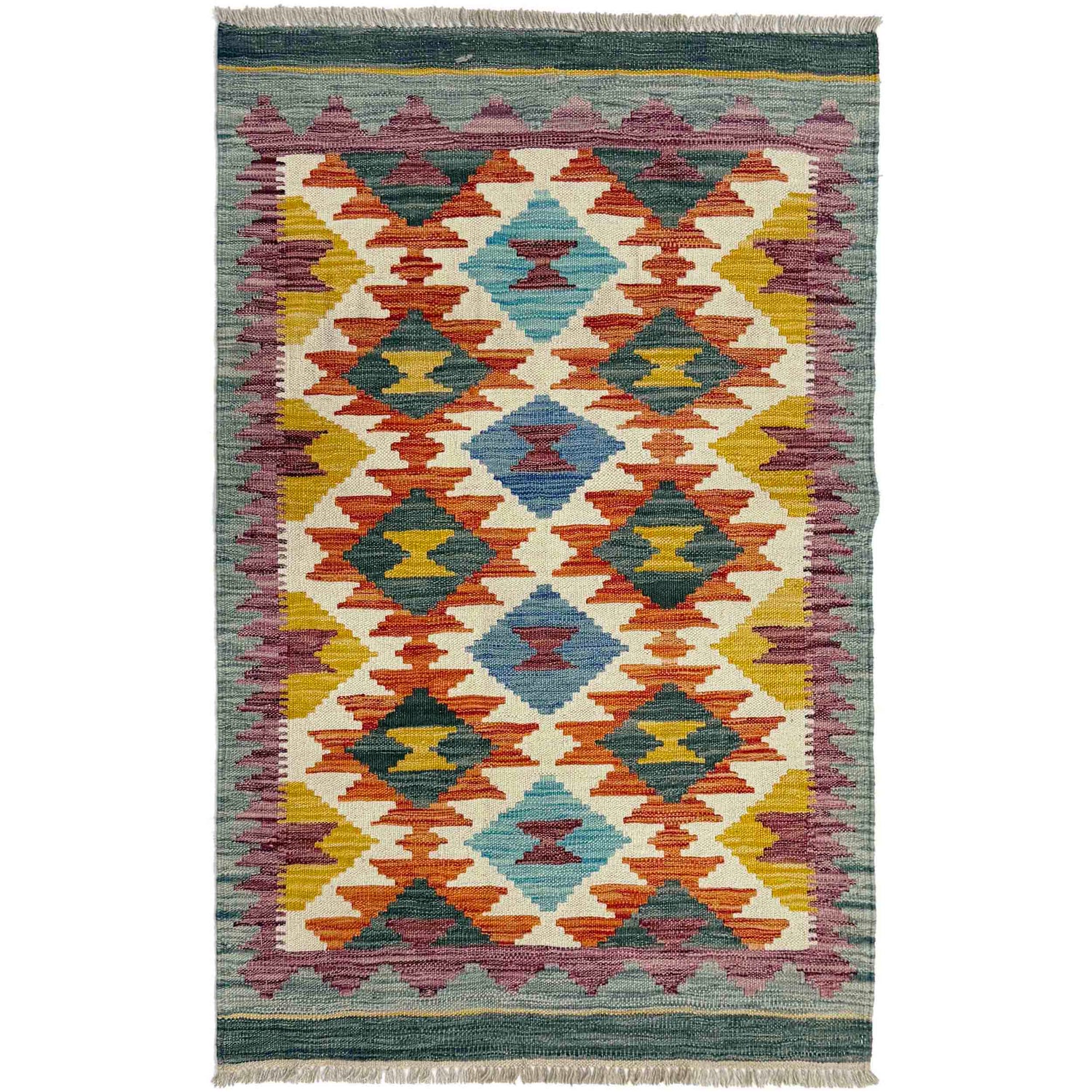 Handmade Multi Kilim Geometric 2x4 ft
