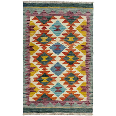 Handmade Multi Kilim Geometric 2x4 ft